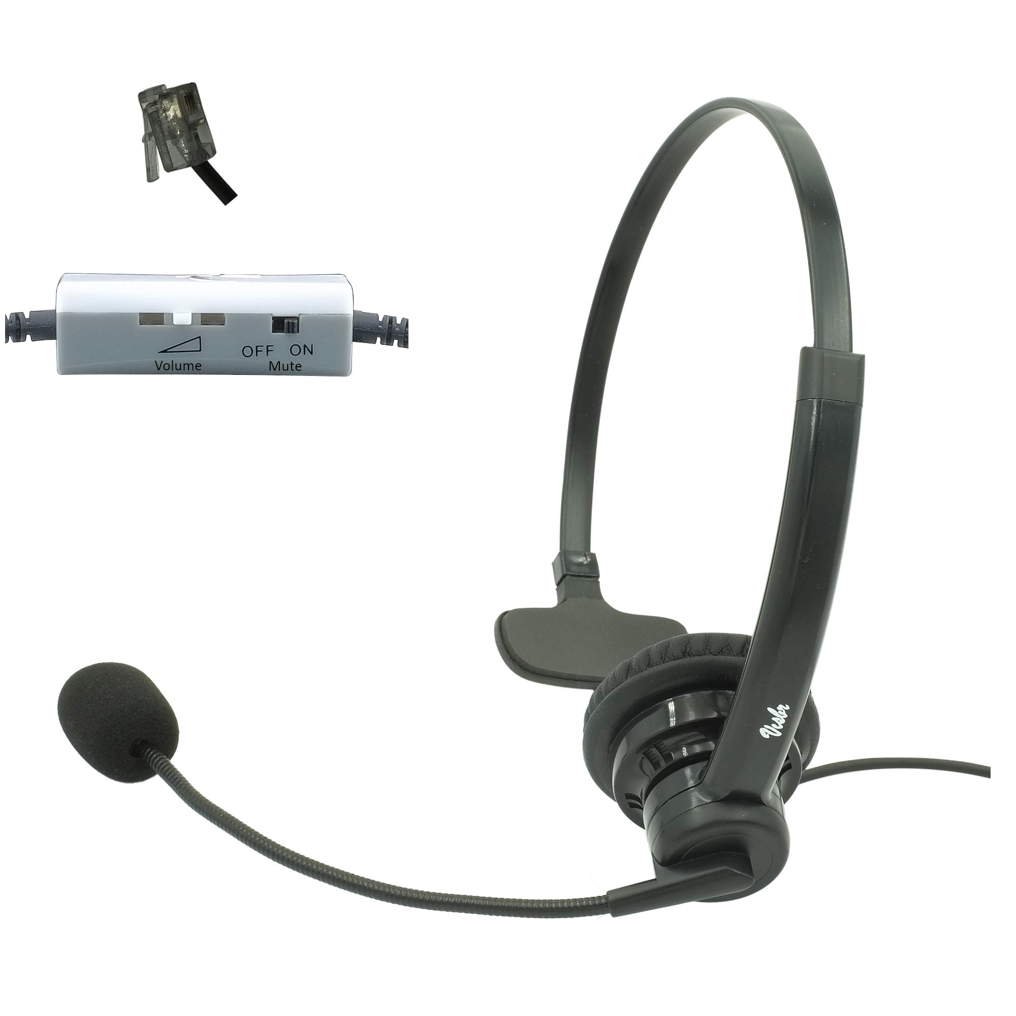 Professional Noise Canceling Headset with Rotatable Microphone Boom - Office Headphones for Call Centers, Compatible with RJ9 Jack Phones - Perfect for Customer Service, Telemarketing & Remote Work