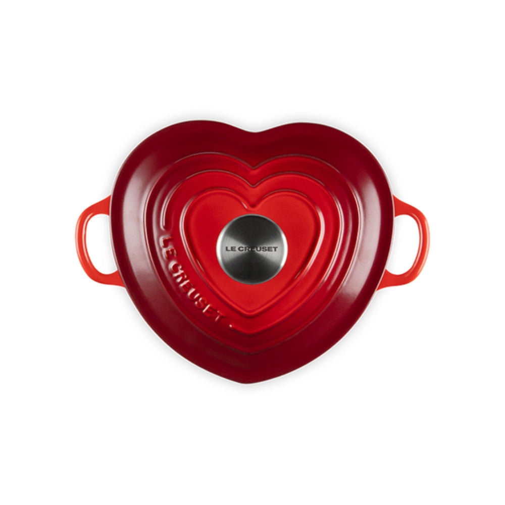 Le Creuset 1.9L Heart-Shaped Casserole Dish - Cherry Red Enameled Cast Iron Dutch Oven for Baking, Roasting & Serving | Perfect for Valentine's Day, Anniversaries & Romantic Dinners