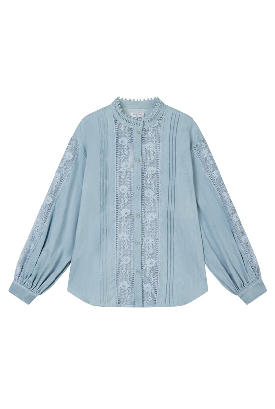 Aerin Denim Blue Blouse for Women - Casual & Office Wear - Perfect for Everyday Outfits and Professional Looks