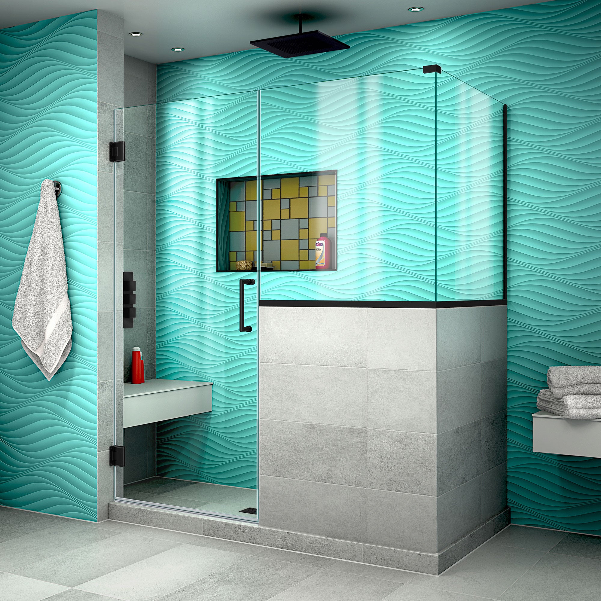 DreamLine Unidoor Plus Frameless Hinged Shower Enclosure - 57