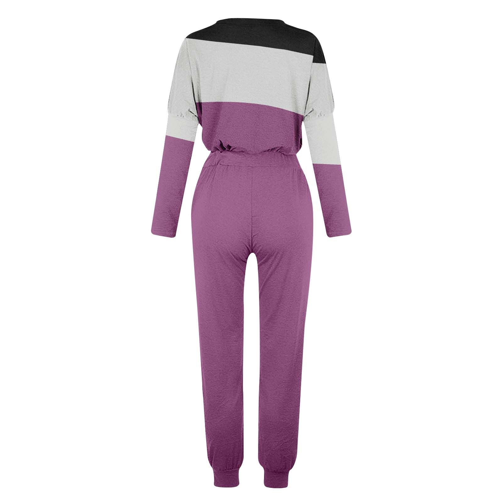 Jsaierl Women's 2-Piece Workout Sets - Long Sleeve Sweatsuits & Lounge Wear | Comfortable Yoga Outfits for Gym, Running & Home Relaxation
