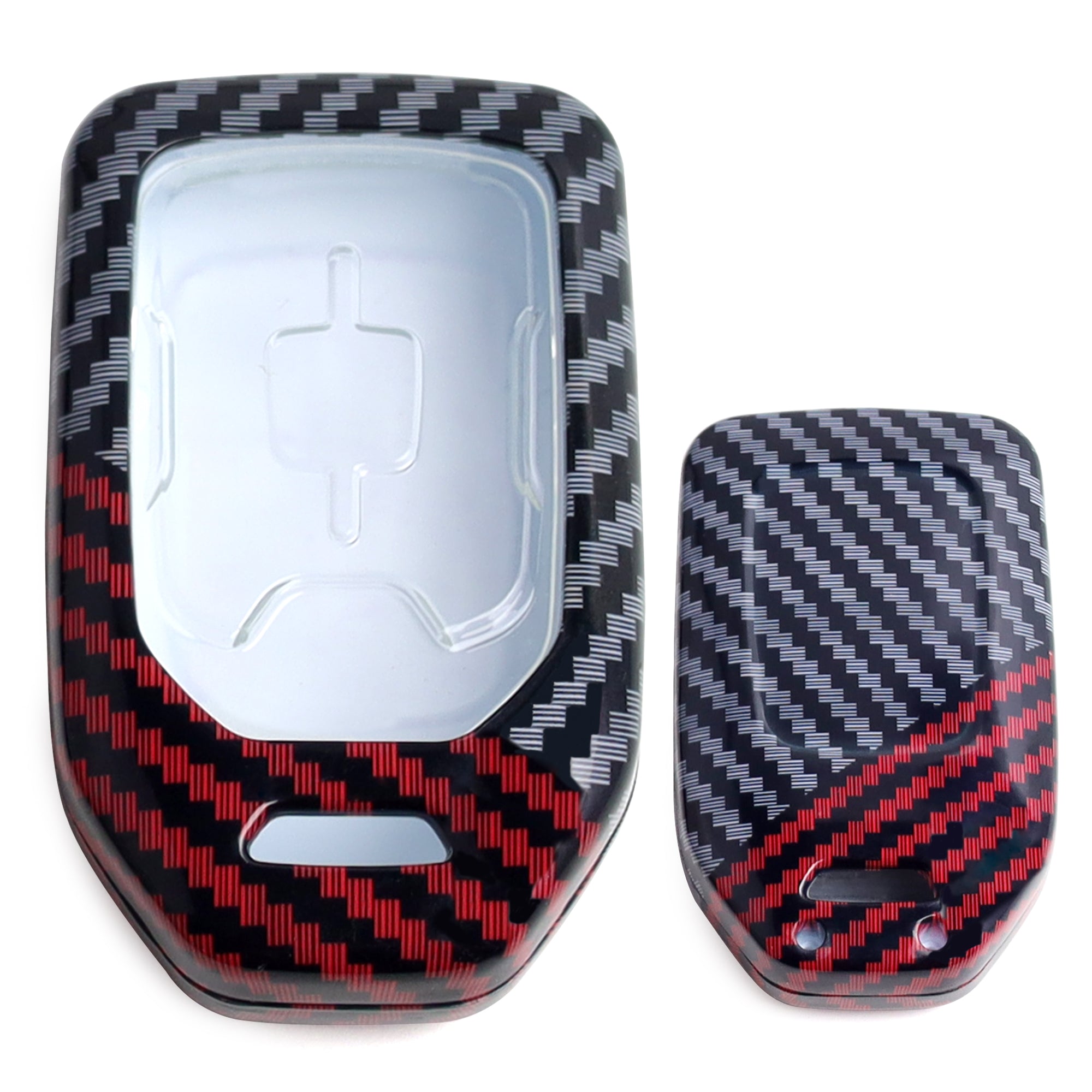 Carbon Fiber Key Fob Cover for Chevy GMC Truck & SUV - Black/Red Plastic Shell Case | Durable Protection & Stylish Upgrade for Your Car Remote