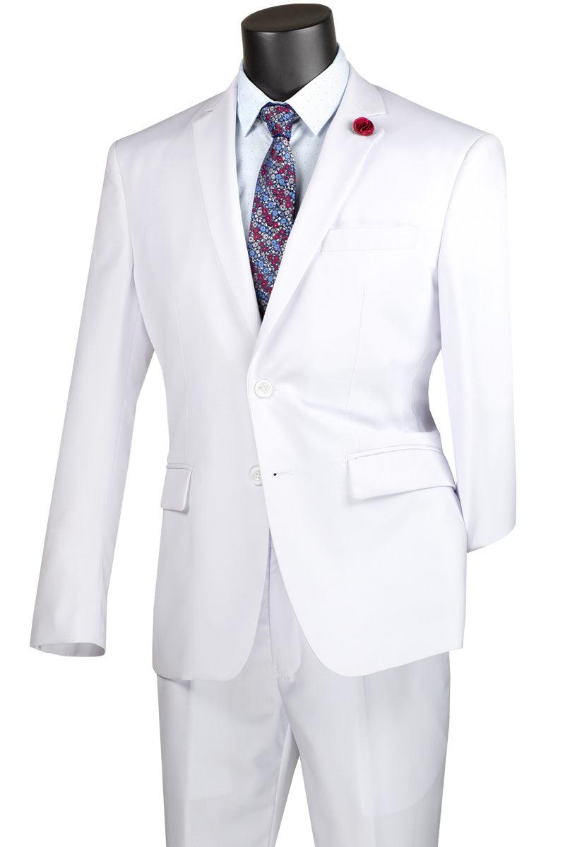 White Regular Fit Two Piece Suit for Men - Classic Business & Formal Wear | Perfect for Office, Weddings & Special Occasions