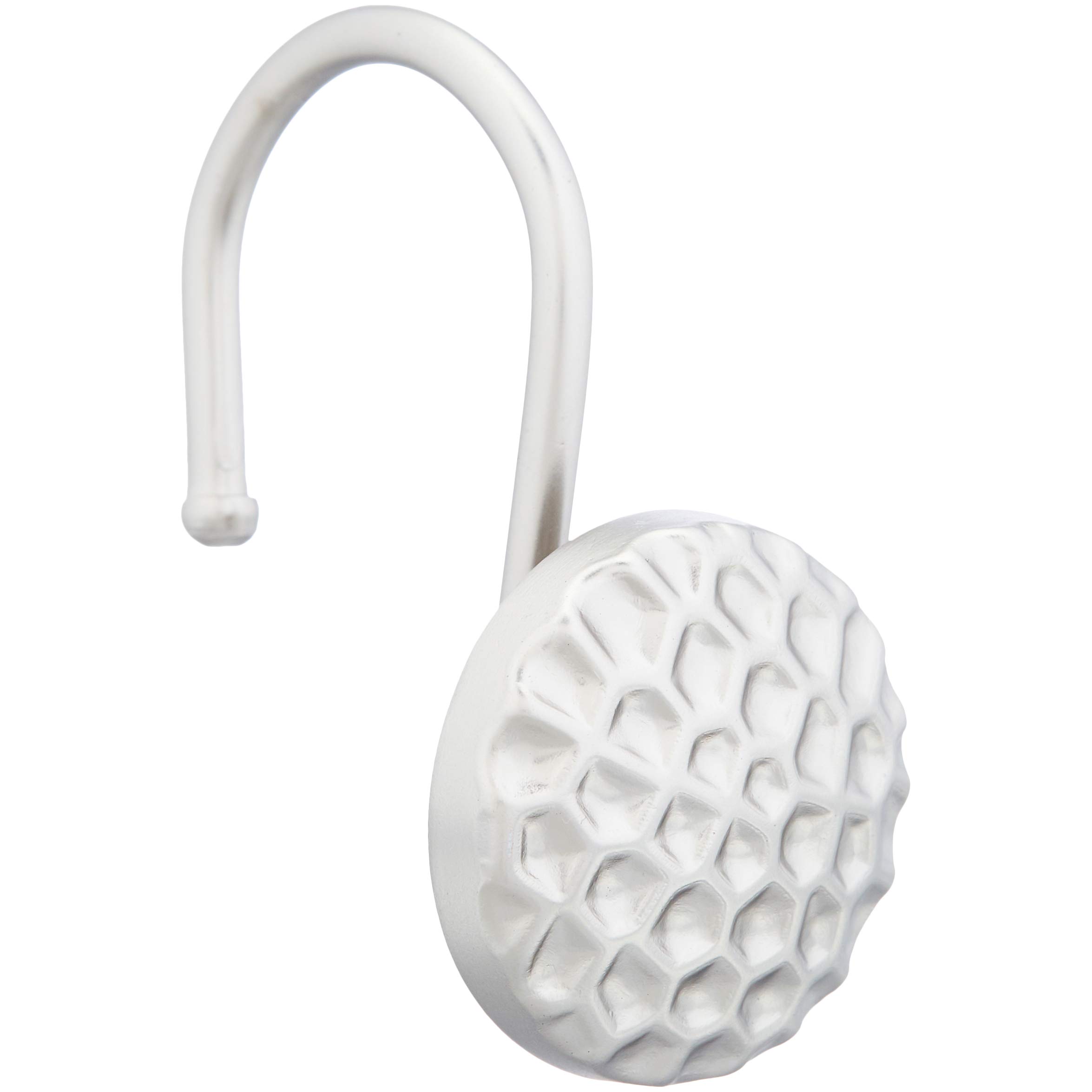 Amazon Basics Shower Curtain Hooks - 12 Pack Hammered Circle Rings, Nickel Finish for Bathroom Decor - Perfect for Hanging Shower Curtains, Bath Mats & Towels