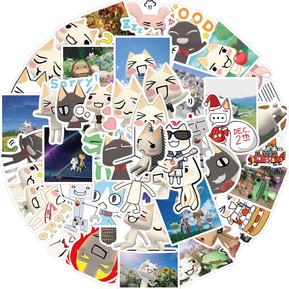 50Pcs Cute Toro Inoue Cat Stickers - Waterproof Vinyl Decals for Laptop, Water Bottle, Bike, Skateboard, Luggage, Computer, Snowboard - Perfect Gift for Kids, Girls & Teens - Fun DIY Decoration for School, Office & Travel Accessories