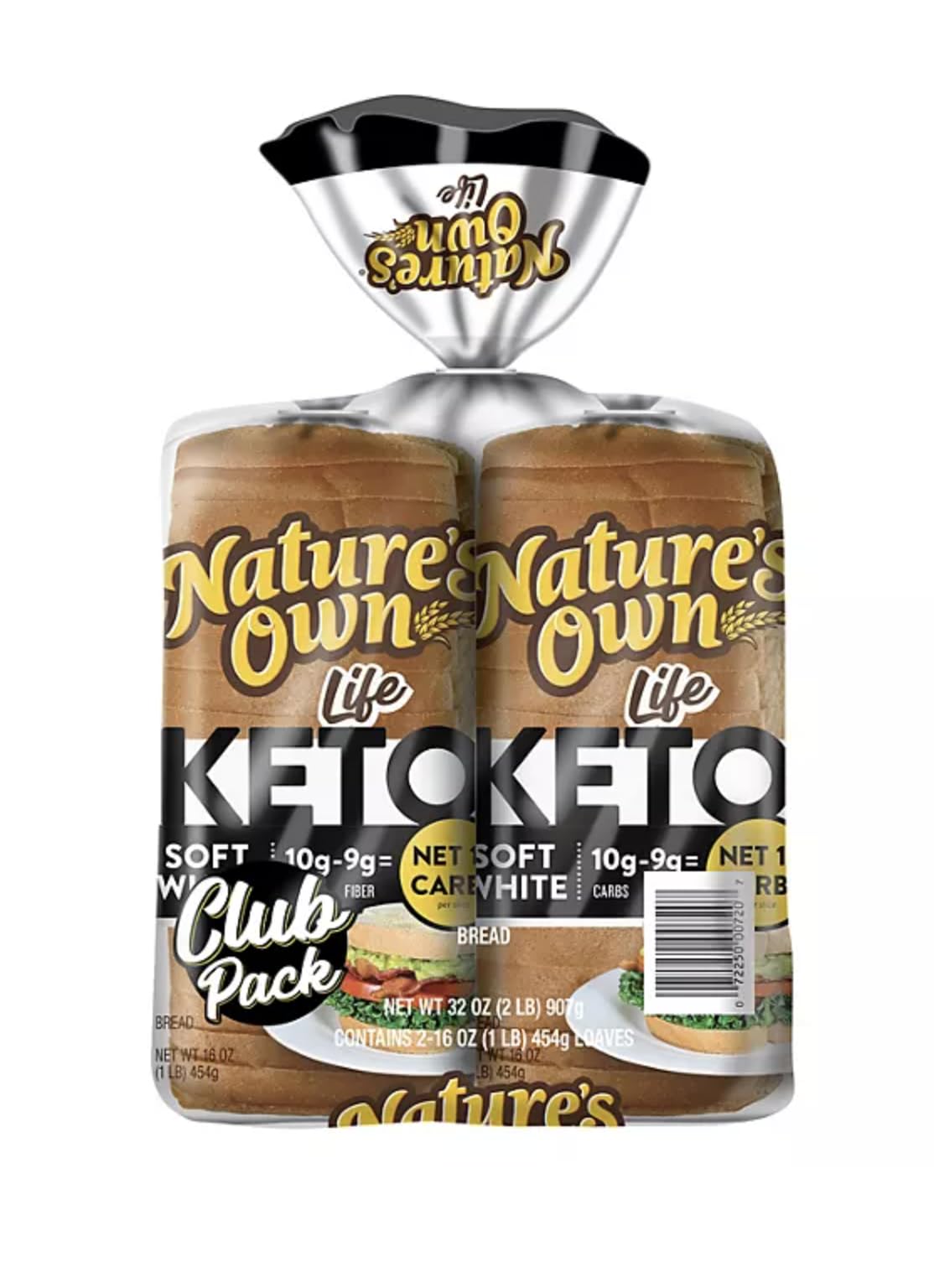 Nature's Keto Bread - Low Carb, Gluten Free, 16oz (2 Loaves) - Perfect for Ketogenic Diet & Healthy Breakfast