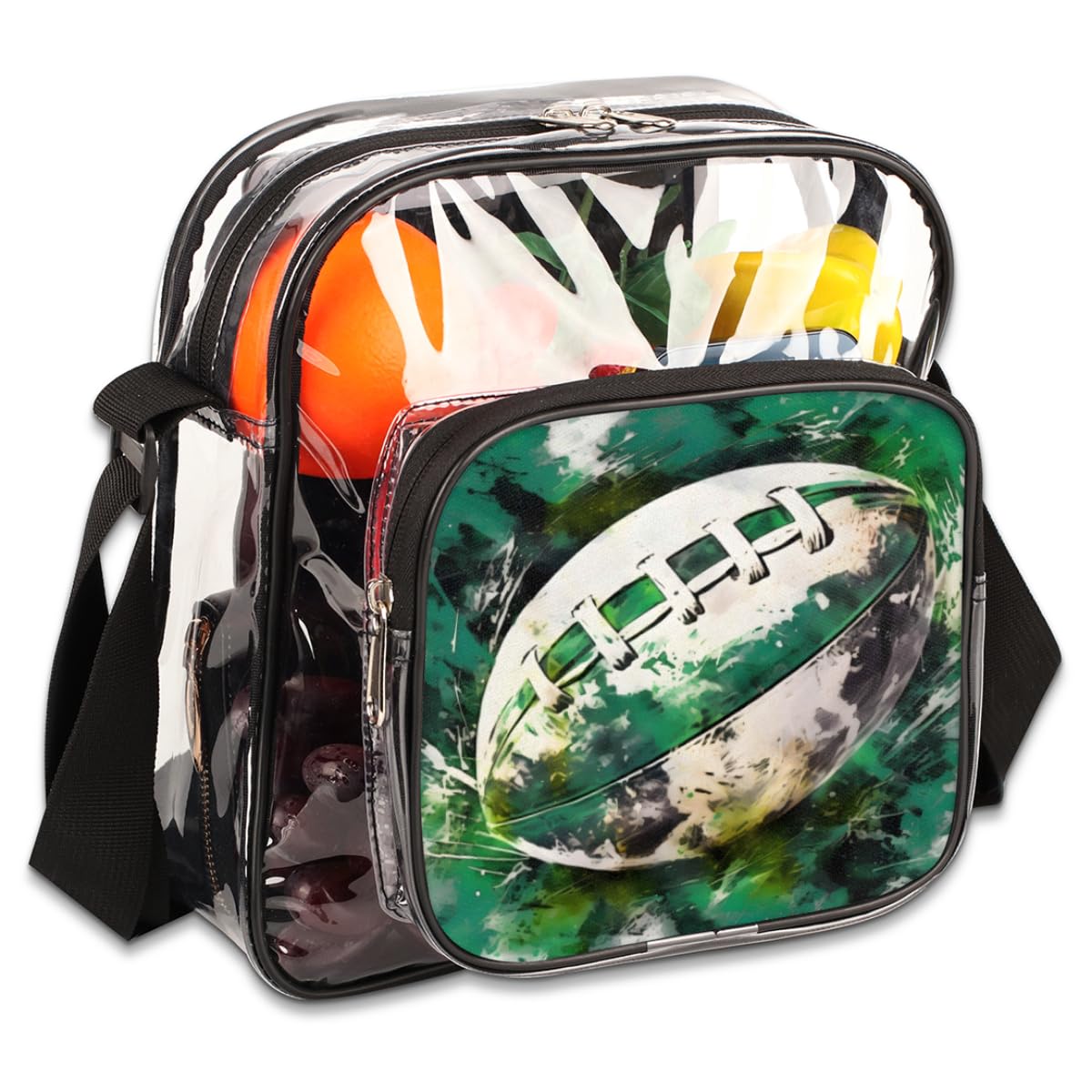 Mularoka Clear Crossbody Purse - NFL Approved Stadium Bag for Football Games, Concerts & Festivals - Transparent Shoulder Bag for Women & Men - Perfect for Sports Events, Music Shows & Security Checkpoints