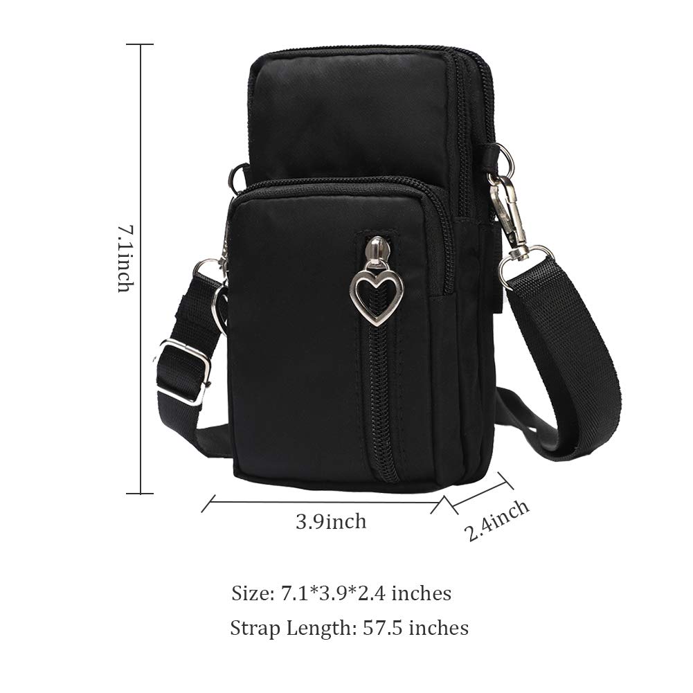 Sweat-Proof Running Arm Bag - Crossbody Shoulder Bag for Gym & Fitness - Secure Phone Holder for iPhone 13/12/Pro Max/Xs/Xr, Galaxy Note 10, P30 Pro - Black - Ideal for Outdoor Jogging, Hiking & Workouts