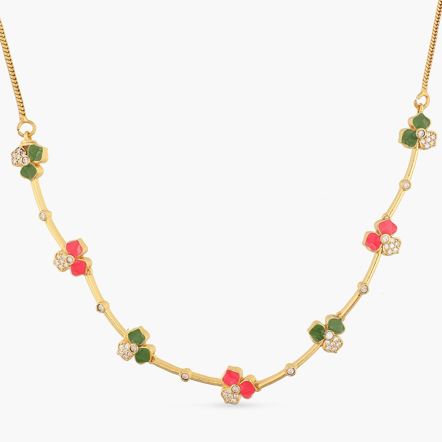 Elegant Pansy Floral CZ Statement Link Necklace for Women | Cubic Zirconia Flower Pendant Jewelry | Perfect for Weddings, Parties & Special Occasions
