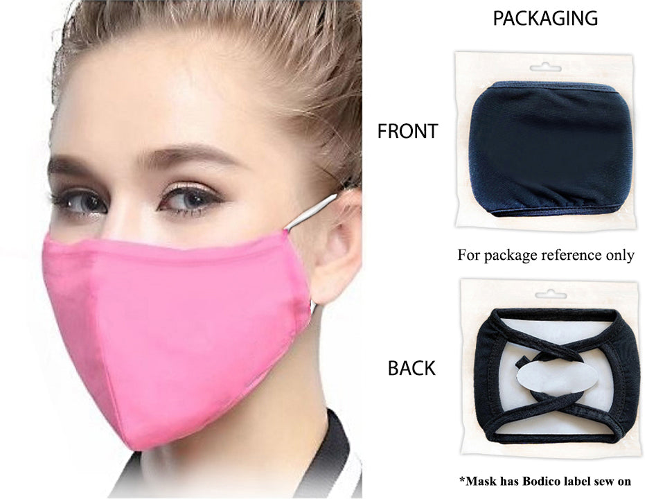 BODICO Pink Washable Reusable Face Mask - Breathable & Comfortable for Daily Use, Travel & Outdoor Activities