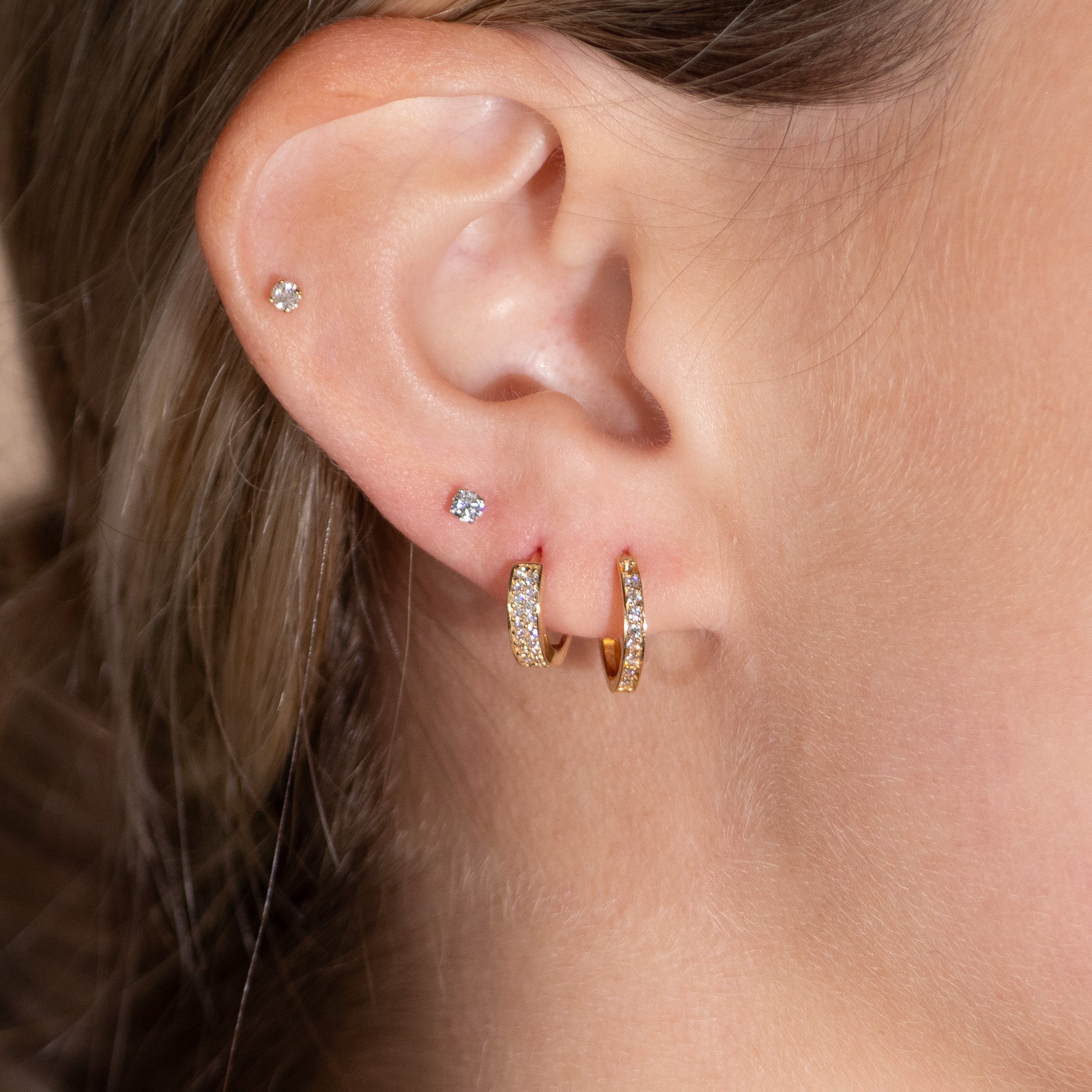 14K Solid Yellow Gold Cartilage Hoop Earrings with Gemstones - Dainty Helix Earrings for Women, Perfect for Everyday Wear & Special Occasions