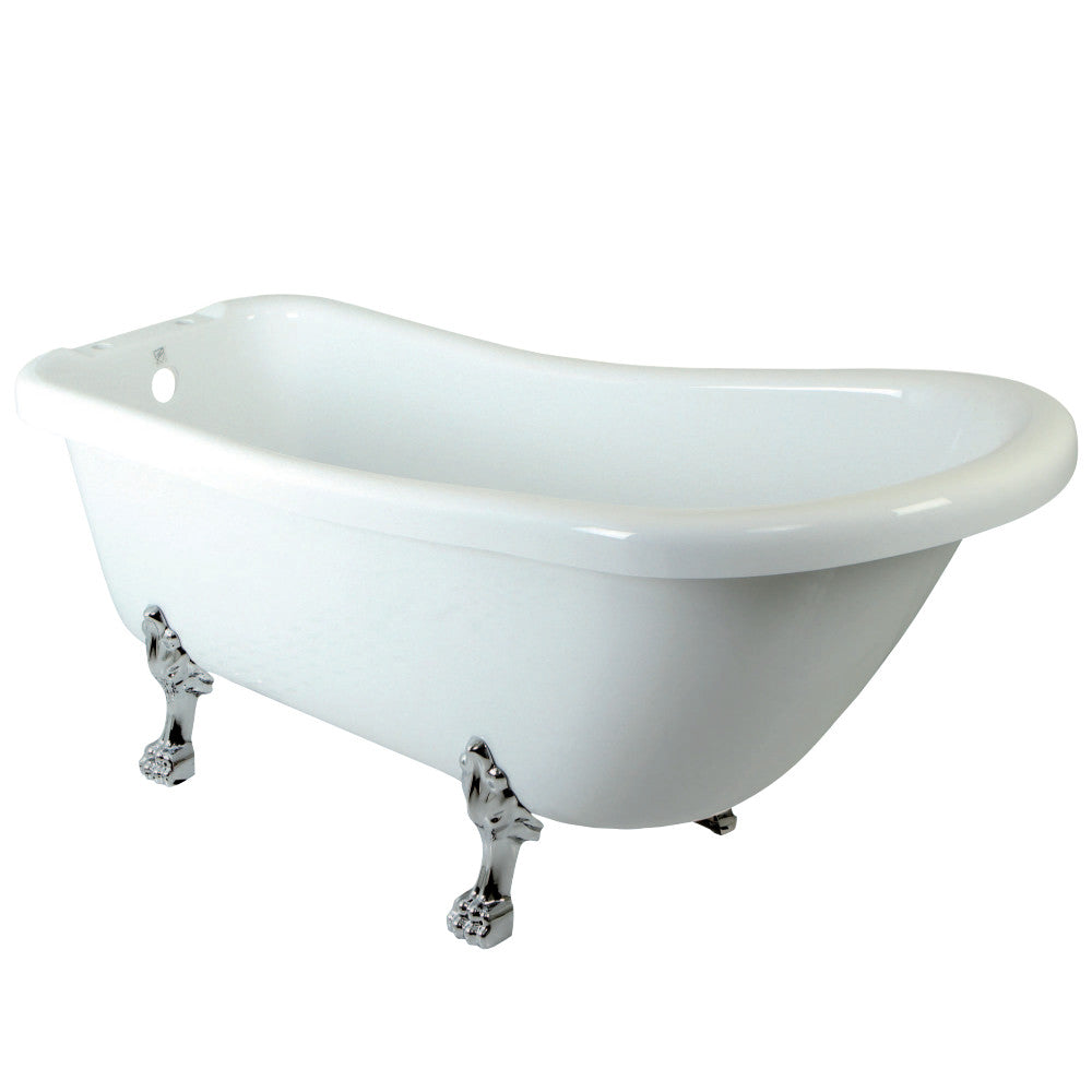 Aqua Eden VTDE692823C5 67 Inch Acrylic Single Slipper Clawfoot Tub with 7 Inch Faucet Drillings, White/Oil Rubbed Bronze
