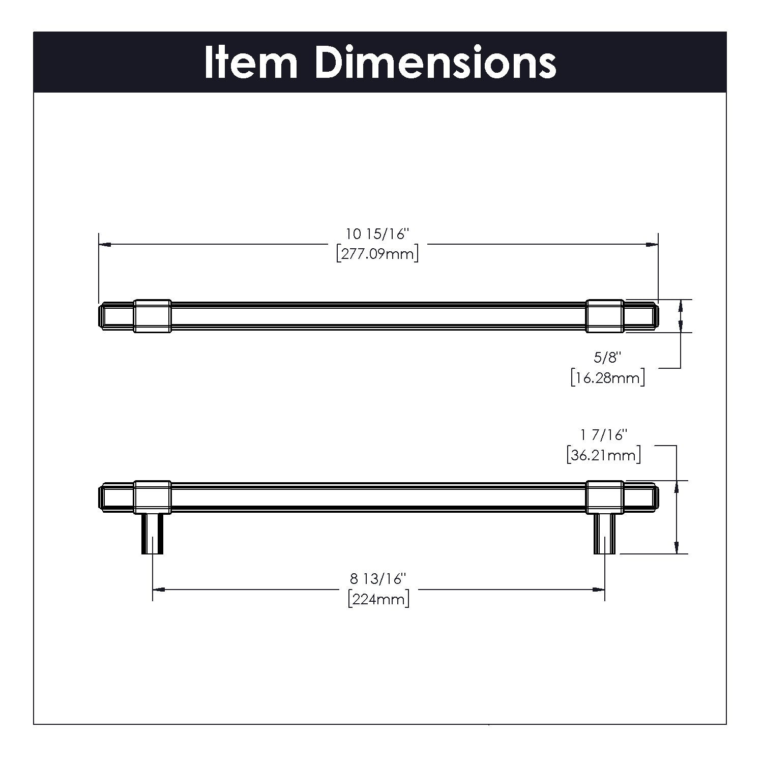 Monroe Pull 8 13/16 Inch (224mm) Center to Center Brushed Golden Brass Cabinet Handle - Perfect for Kitchen Cabinets, Drawers & Furniture Hardware