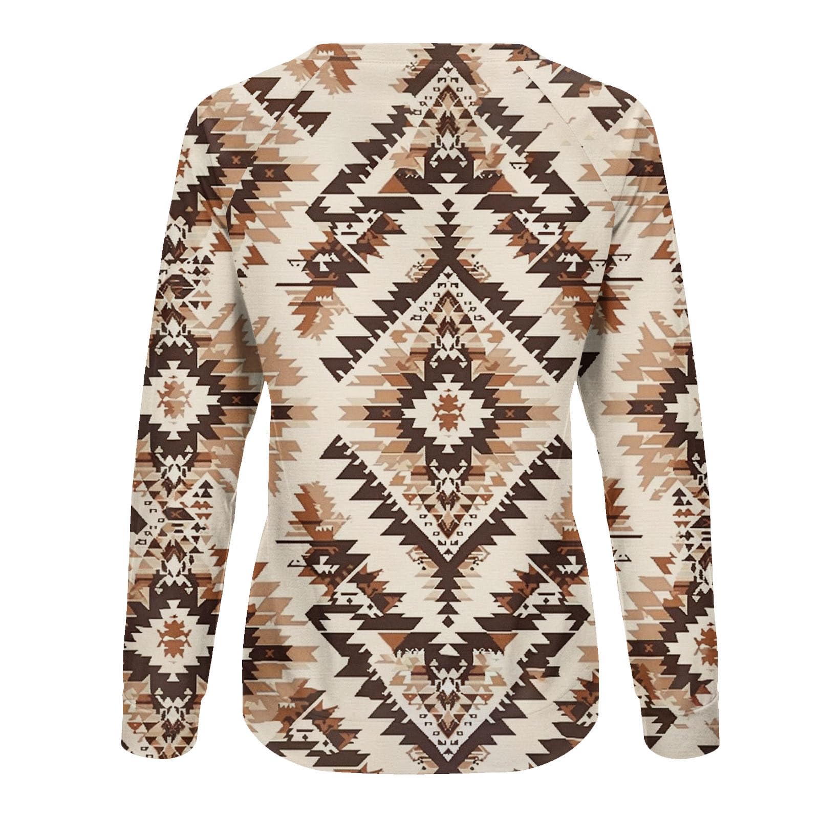 Women's Long Sleeve Tops - Fall Western Ethnic Style Vintage Shirts with Aztec Geometric Print | Crewneck Sweatshirts for Casual Wear, Boho Outfits & Festival Fashion