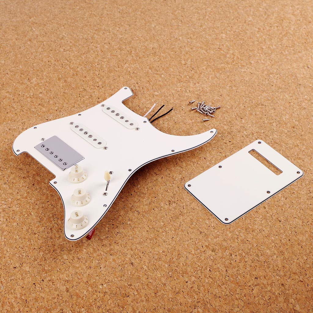 Alnicov Prewired Guitar Pickguard with SSH Dual Rail Humbucker Pickups - White Replacement Pickguard for Strat/ST Electric Guitars | Perfect for Rock, Blues & Studio Recording