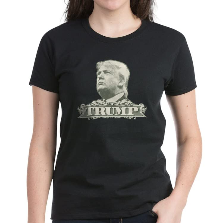 Donald Trump Dollar Bill Women's Cotton T-Shirt | Political Novelty Tee | Funny Gift for Trump Supporters | Perfect for Campaign Events & Patriotic Outfits
