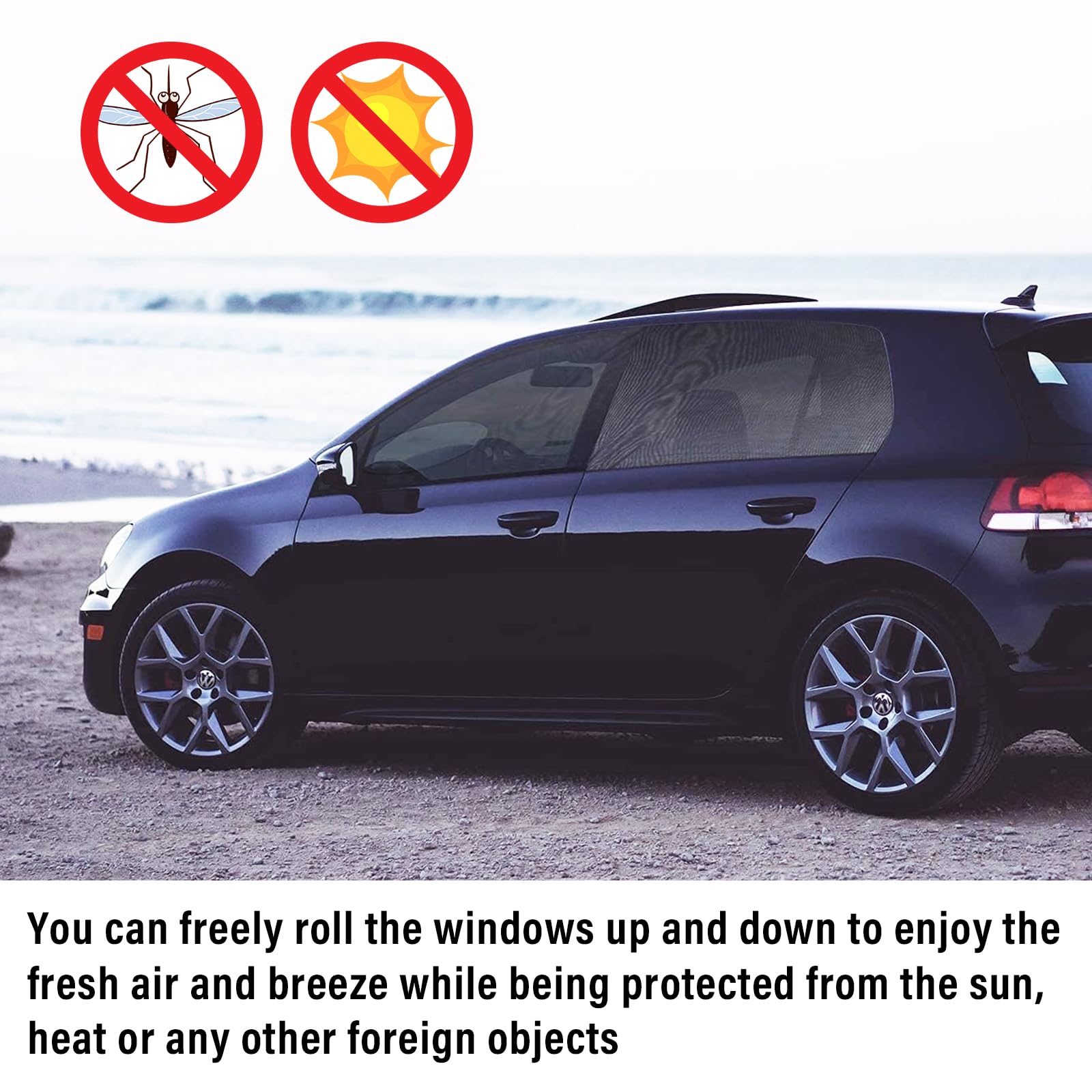Kewucn 4 Pack Car Window Shades - Sun Blocking & UV Protection for Baby, Family & Pets | Breathable Mesh Auto Window Covers | Universal Fit for Most Cars & SUVs (Front & Back Windows) | Perfect for Road Trips, Baby Naps & Pet Safety