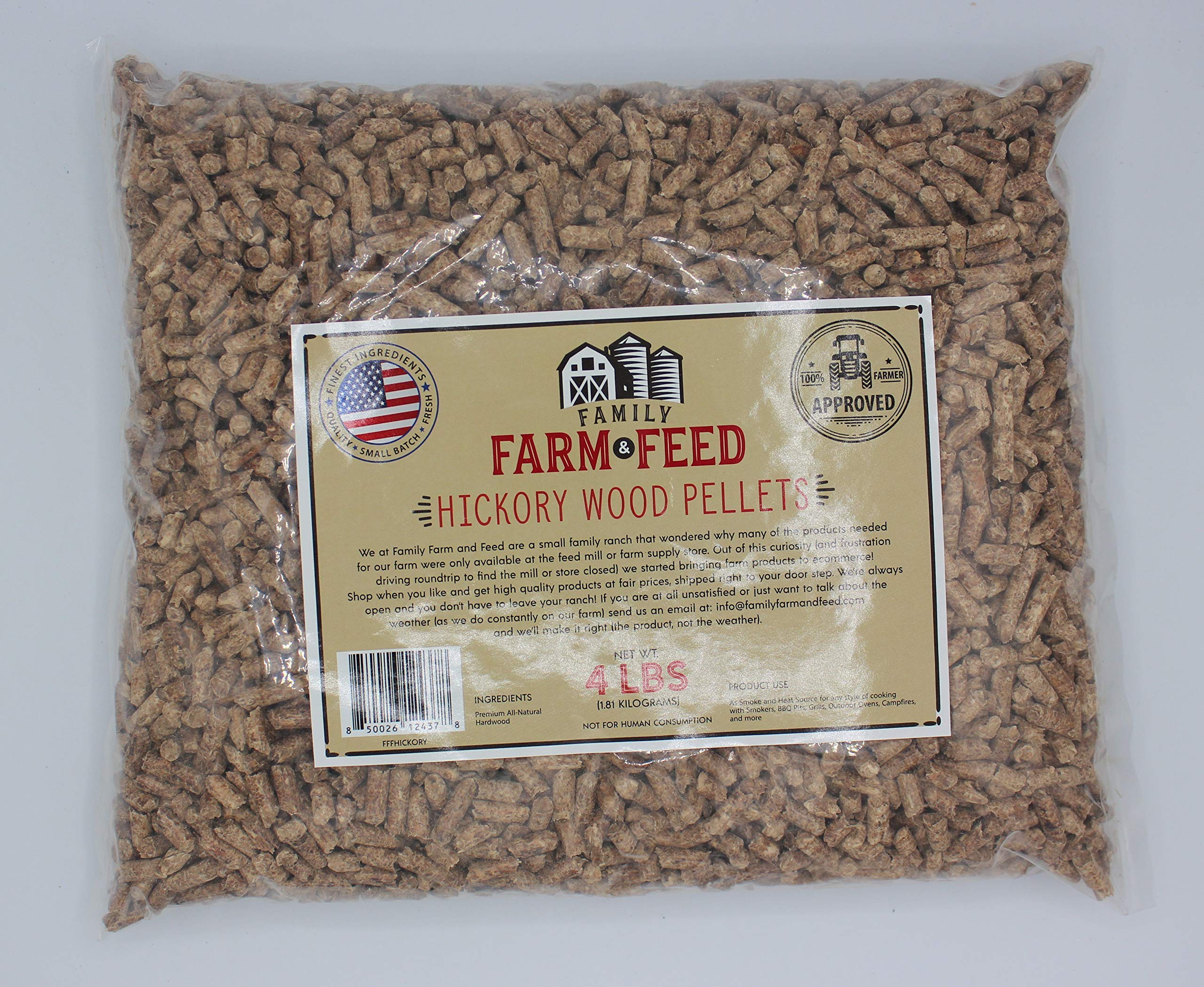 Premium Hickory Wood Pellets for BBQ, Grilling, Smoking & Baking - 4lb Bag | Natural Hardwood Flavor | Perfect for Backyard BBQs, Camping & Outdoor Cooking