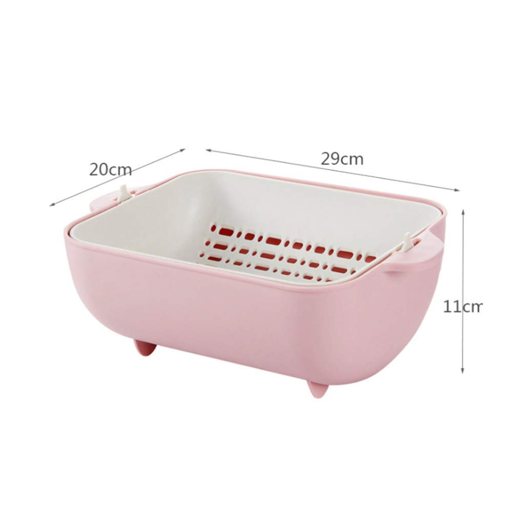Premium Double Layer Rotating Rice Washer & Vegetable Colander - Hemoton Kitchen Strainer for Washing Rice, Fruits, and Vegetables - Ideal for Home & Restaurant Use