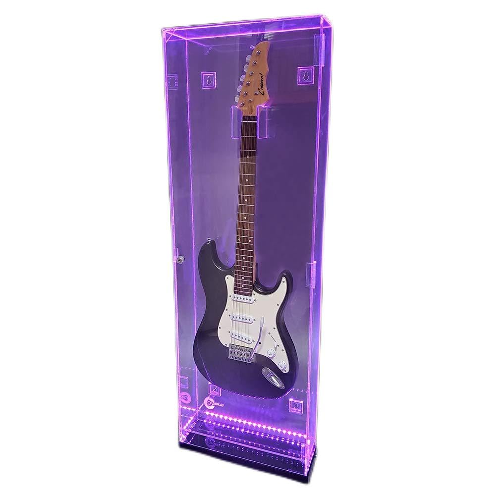 Deluxe Acrylic Guitar Display Case - Wall Mount & Tabletop UV-Protected Showcase with LED Lights | Perfect for Home, Studio & Music Store Electric Guitar Protection & Display