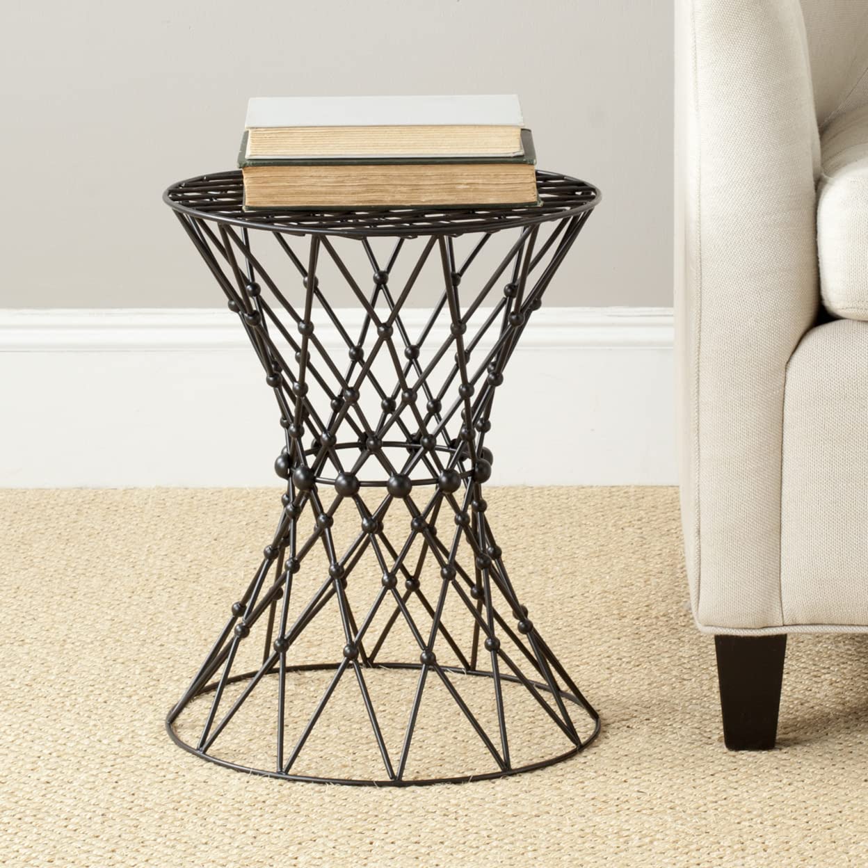 Safavieh Clive Steelworks Iron Wire Stool - Black Matte Bar Stool for Kitchen Island, Counter Height, or Outdoor Patio Seating