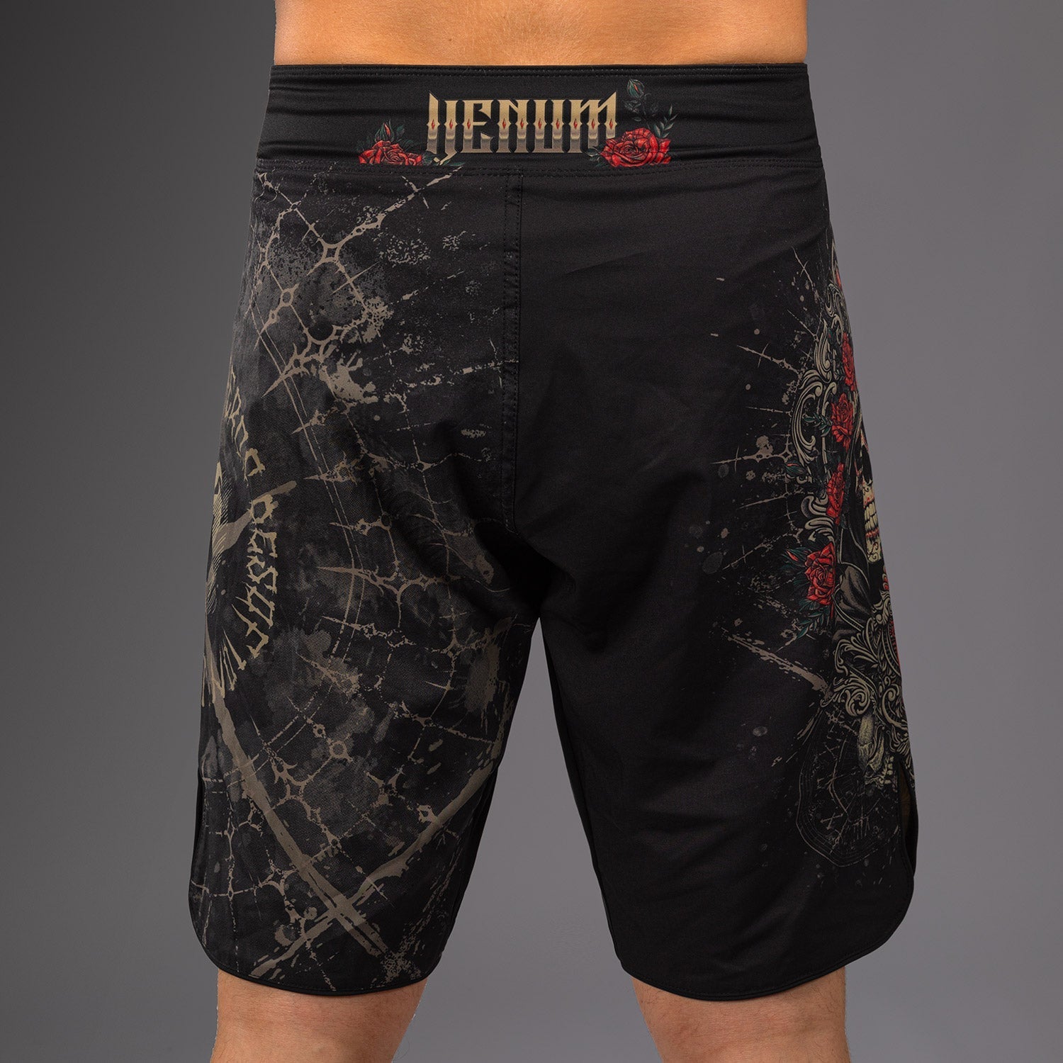 Venum Santa Muerte 5.0 Men's MMA Fight Shorts - Deep Black & Gold for Training & Competition | Premium Combat Sports Apparel