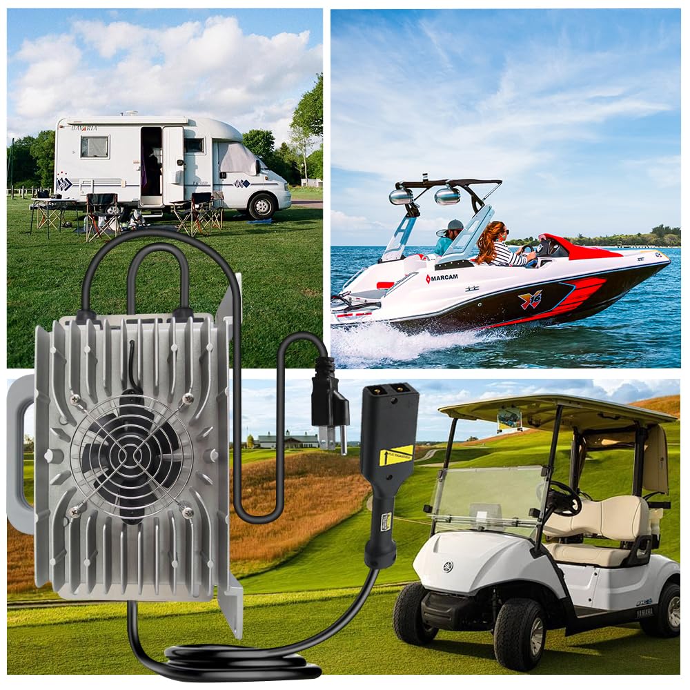 Abakoo 36V 18A Golf Cart Battery Charger for EZGO EZ-GO TXT 96-Up Models - Powerwise Style D-Plug, IP67 Waterproof - Perfect for Golf Courses, Resorts & Personal Use
