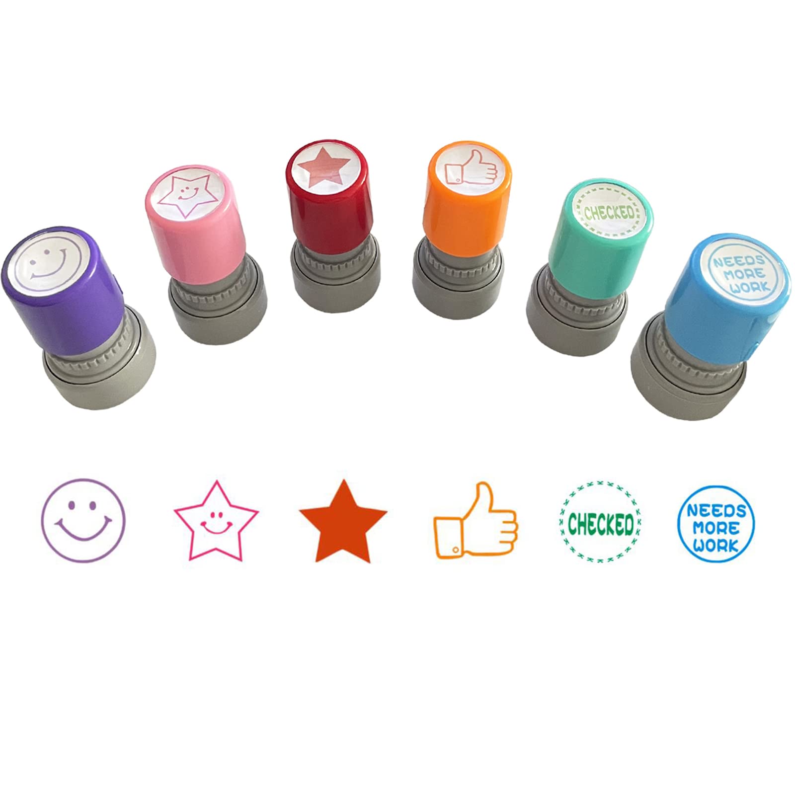 6-Pack Self-Inking Teacher Stamps Set - Motivational Rubber Stamps for Classroom, Homework & Grading - Perfect for Teachers, Parents & Homeschooling (Great for Student Rewards & Encouragement)