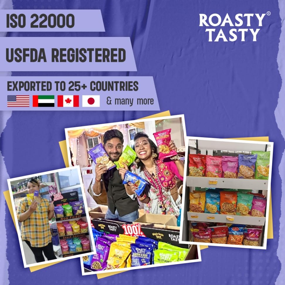 Roasted Bajra Mix - Healthy Low Calorie Snack | Gluten-Free, Cholesterol Free, Non-Fried Millet Snacks | High Fiber, Low GI, No Transfat | Spicy Indian Namkeen 200g - Perfect for Office Snacking, Travel & Healthy Munching
