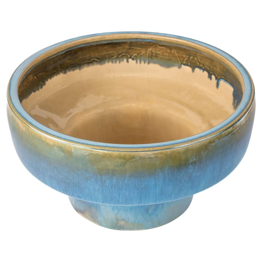 Cyan Design 11771 Elevated Bowl - Shellish Blue Tall Ceramic Serving Bowl for Salads, Pasta, Fruit | Perfect for Dining Table, Kitchen Decor, Entertaining Guests
