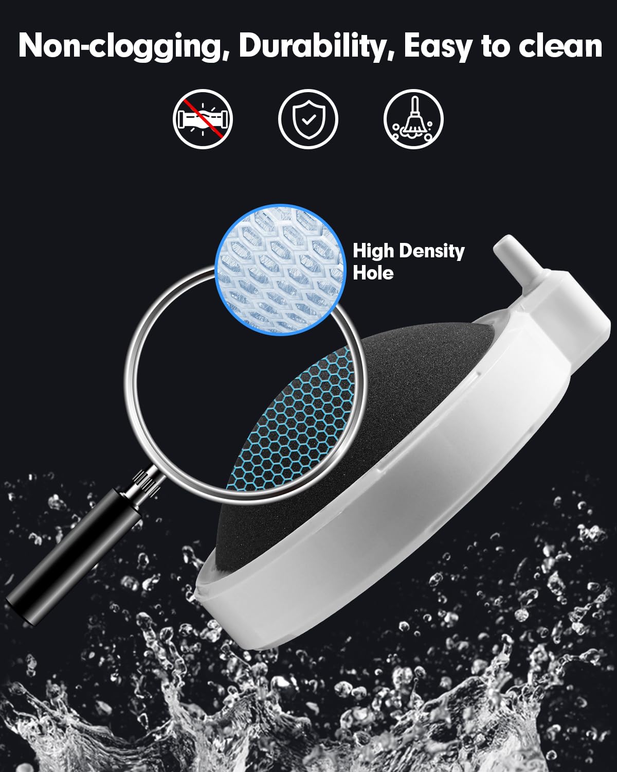 3.2 Inch Nano Air Bubble Stone for Aquarium Fish Tank - High Oxygenation Aerator & Bubbler Accessory for Hydroponics, Pond, and Air Pump Systems - Perfect for Freshwater & Saltwater Tanks