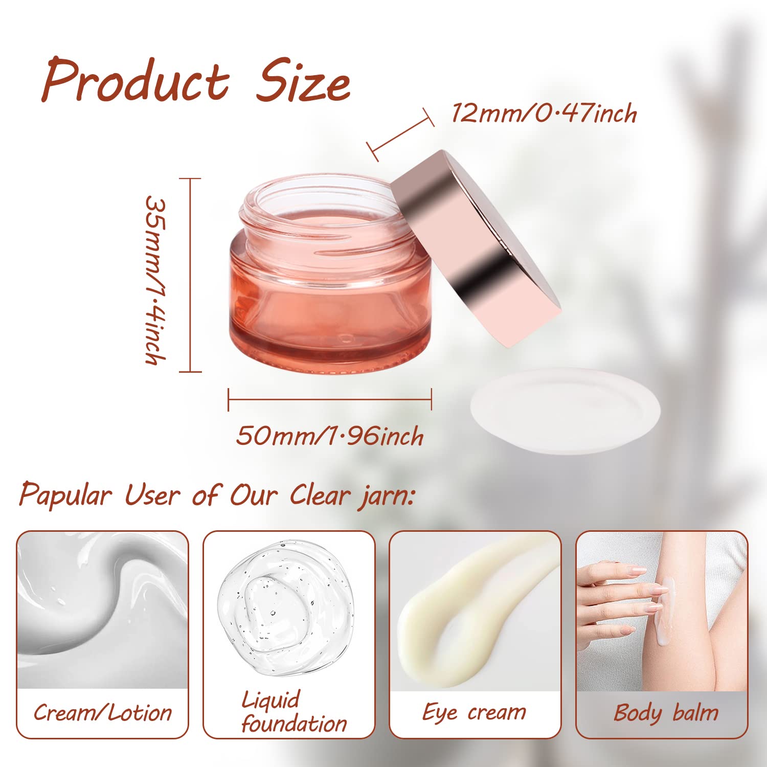 12 Pack 1oz Pink Glass Jars with Rose Gold Lids - Small Empty Cosmetic Containers for Moisturizer, Creams & Lotions - Travel-Friendly Refillable Storage Jars for Skincare, DIY Beauty & Essential Oils - Perfect for Home, Salon or On-the-Go Use