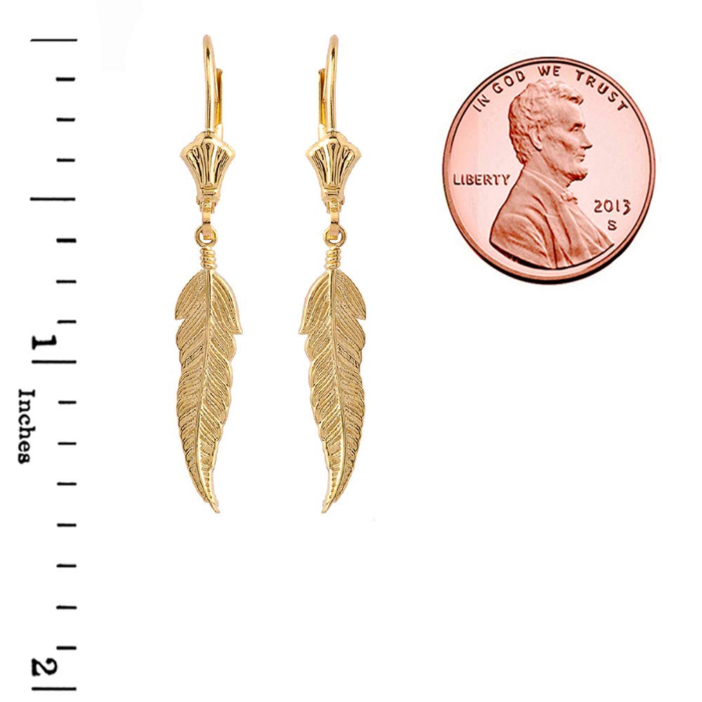 Authentic Gold-Plated Native American Feather Leaf Dangle Earrings for Women & Girls | Handmade Tribal Jewelry for Everyday Wear & Special Occasions