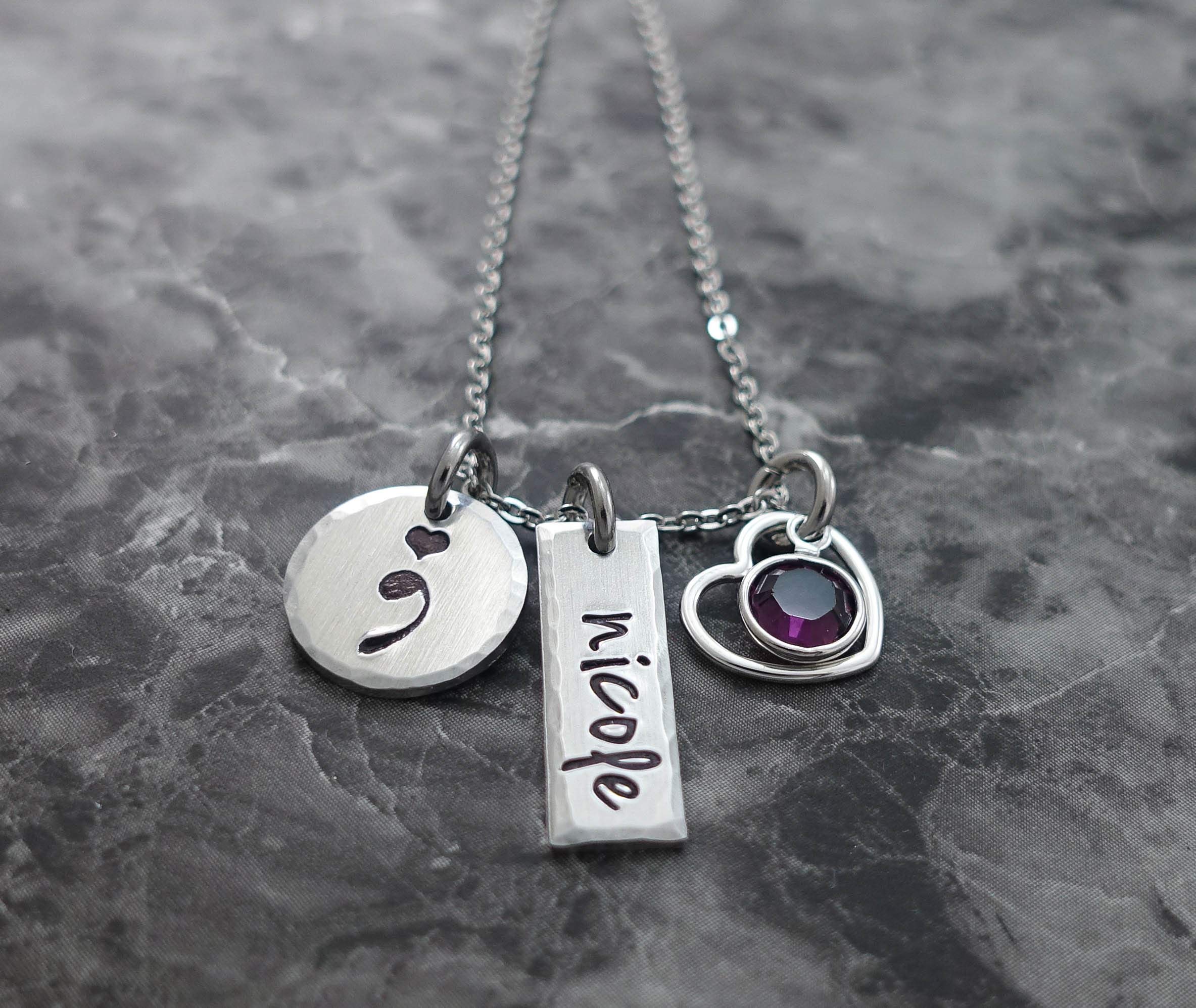 Suicide Awareness Charm Necklace - Personalized Hand Stamped Jewelry for Support & Hope