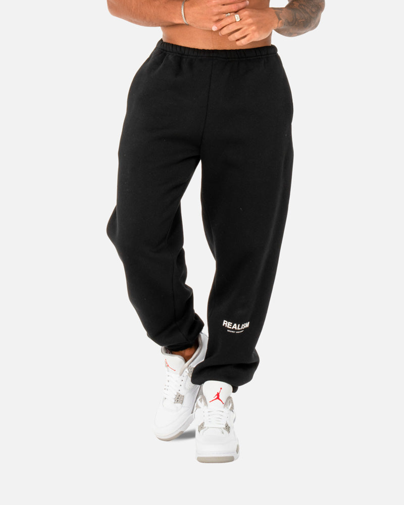 SSS Realism Heaven Logo Sweatpants for Men & Women - Black Comfortable Joggers for Casual Wear, Gym, Lounge & Street Style