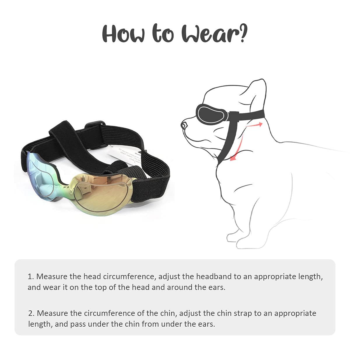 **PEDOMUS Dog Sunglasses for Small Dogs - UV Protection Adjustable Dog Goggles, Yellow Lens for Eye Safety - Perfect for Outdoor Adventures, Hiking & Beach Trips**