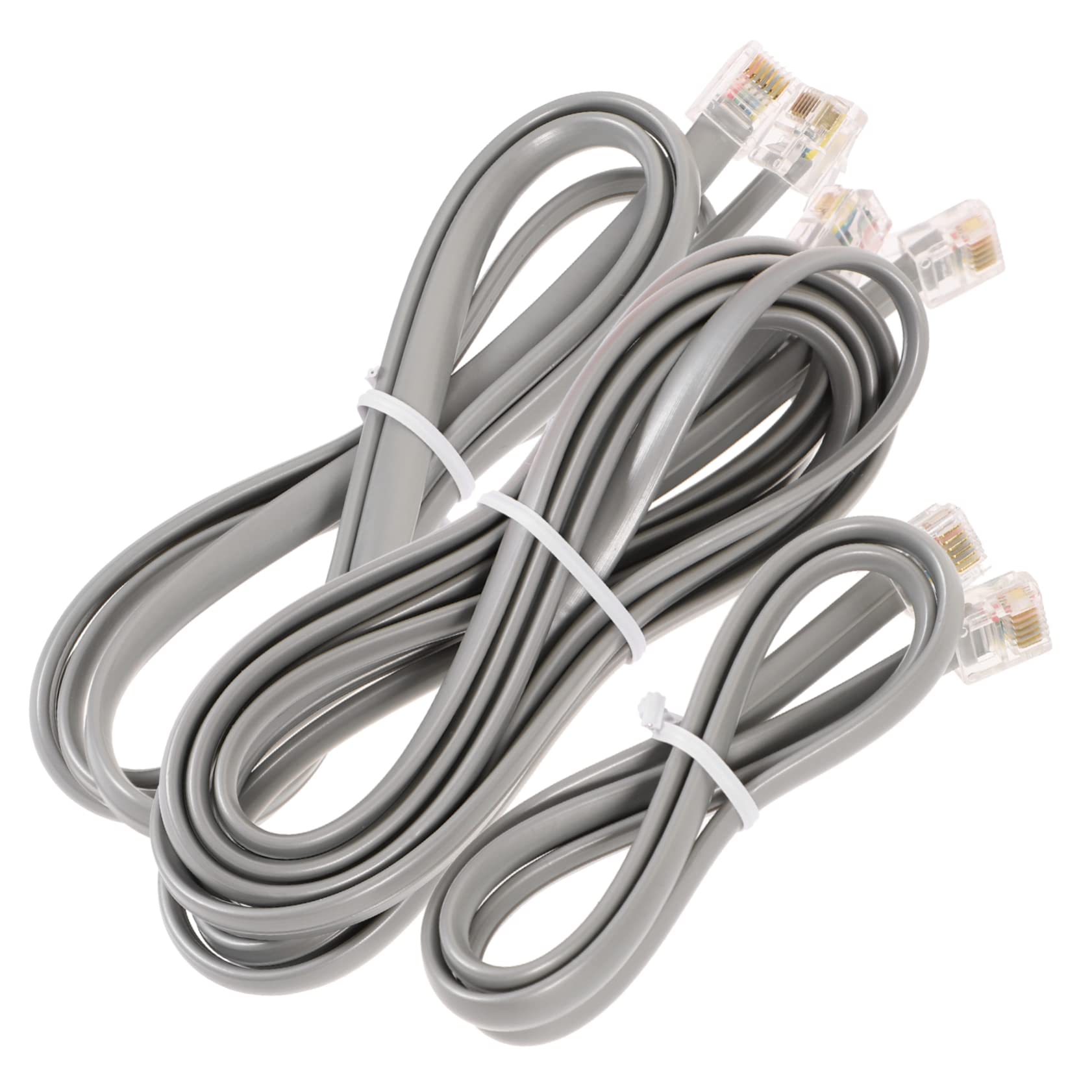 DOITOOL 12-Pack Flat Telephone Line Extension Cords - 6ft Black Landline Phone Cable with Multi-Strand PVC for Home, Office & Telecom Equipment (RJ11/RJ12 Compatible) - Perfect for Extending Landlines, Fax Machines & Modems