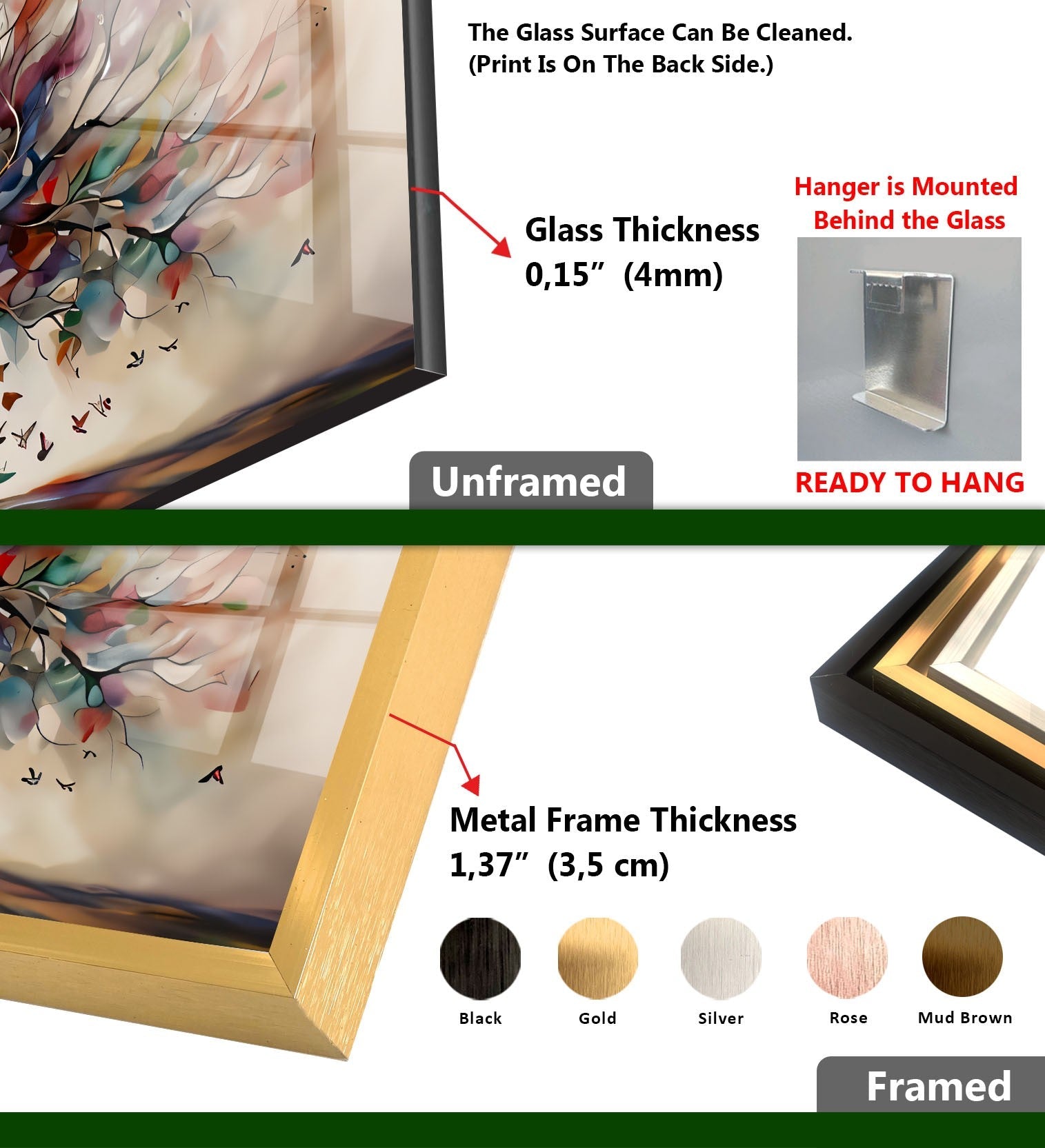 Beige Tree Glass Wall Art - Elegant Home Decor for Living Room, Bedroom & Office - Perfect for Modern & Boho Interiors