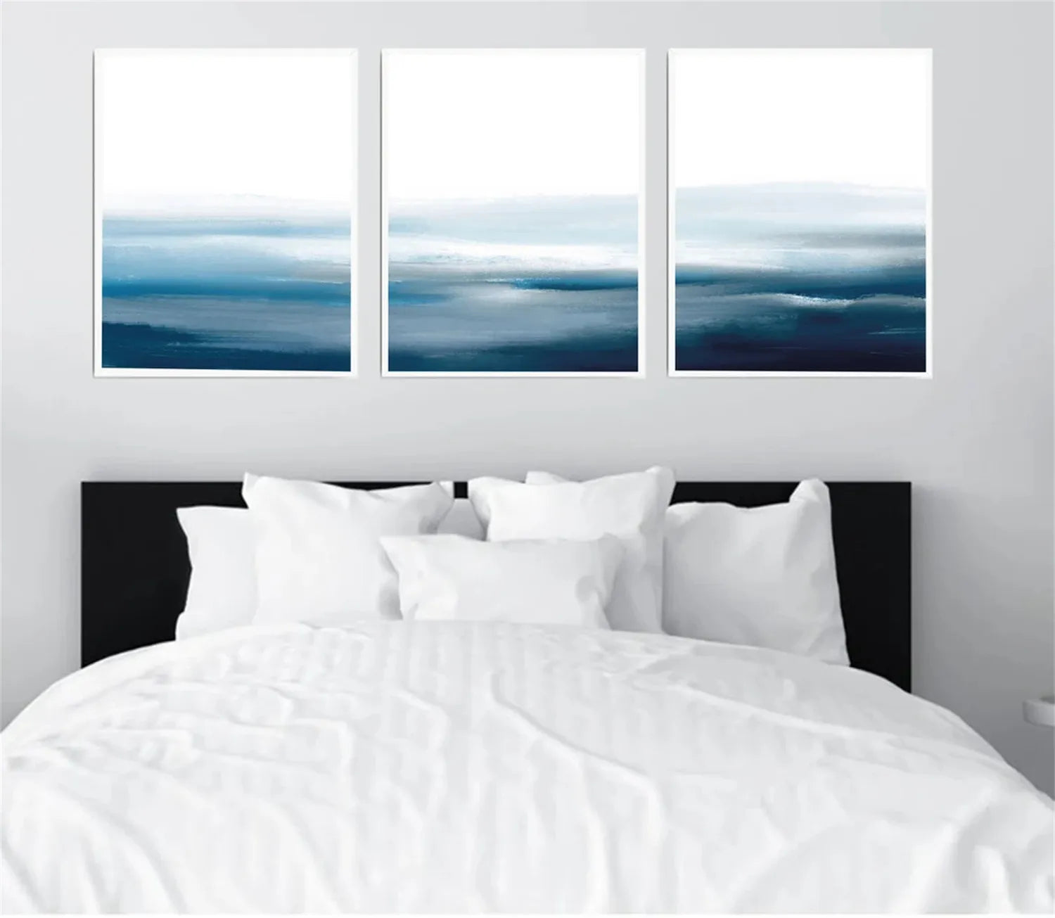 Ocean and Sky Wall Art Set of 3 - Coastal Beach Decor Paintings for Living Room, Bedroom & Office - Modern Seascape Canvas Prints (OS 213)