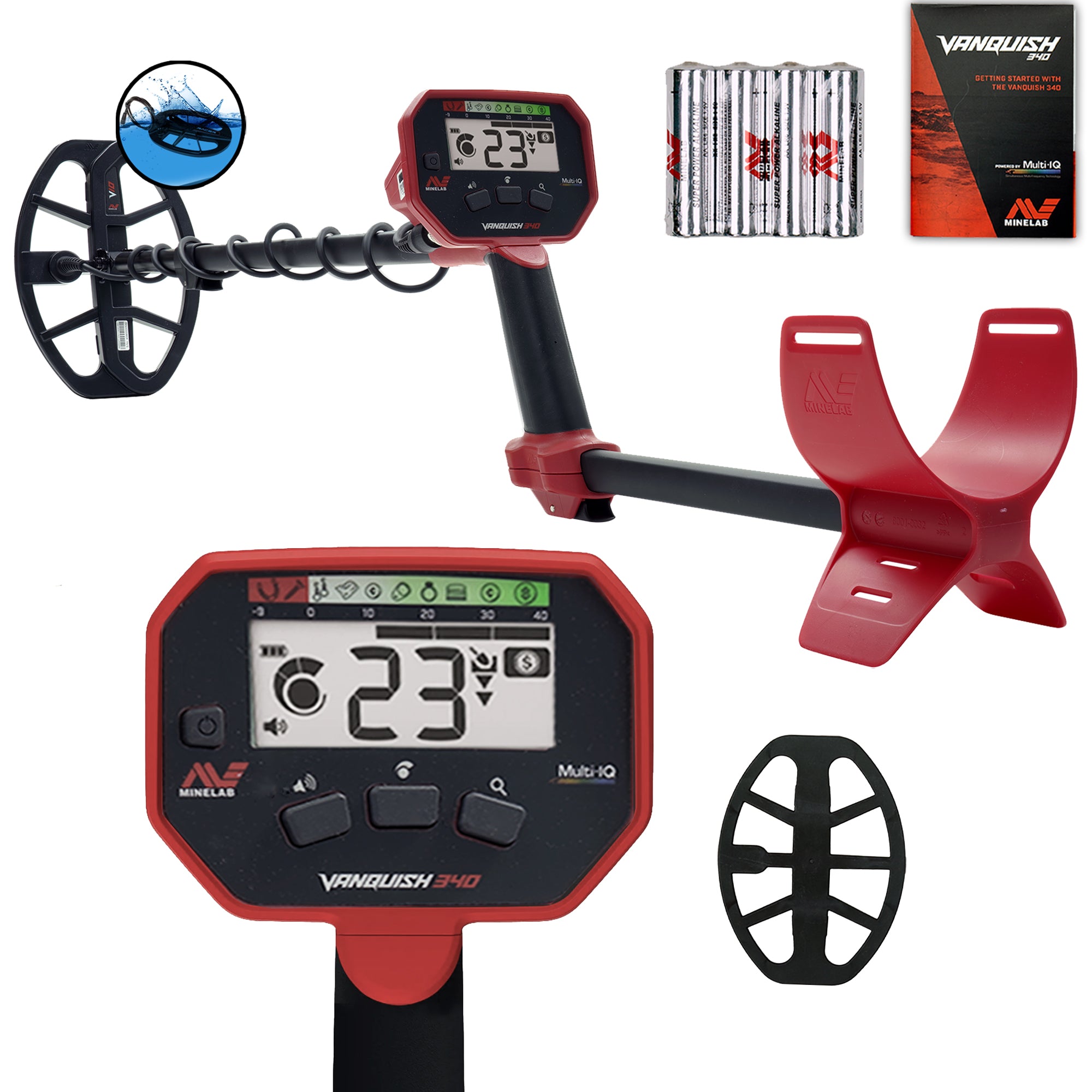 Minelab VANQUISH 340 Metal Detector - Professional Waterproof Metal Detector for Adults & Kids - Gold, Coin & Treasure Hunting - Perfect for Beach, Park & Outdoor Adventures (Open Box)