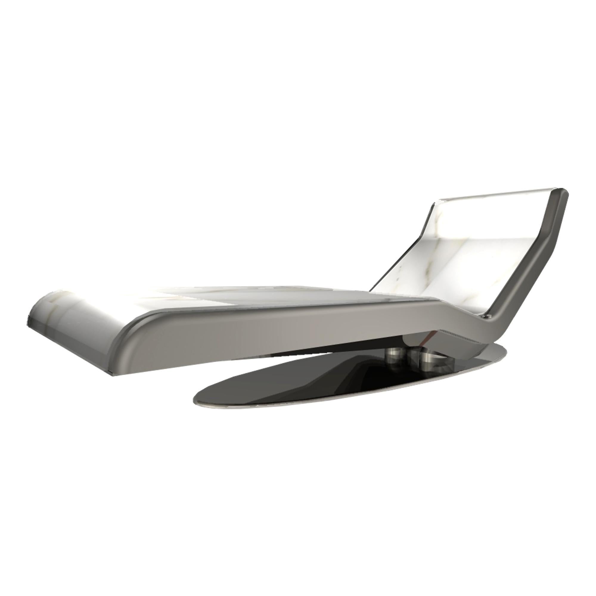 Fabio Alemanno Caesar Infrared Heated Chaise Lounger - Ivory Beige Limestone Color | Premium Outdoor Patio Furniture for Poolside Relaxation & Backyard Lounging