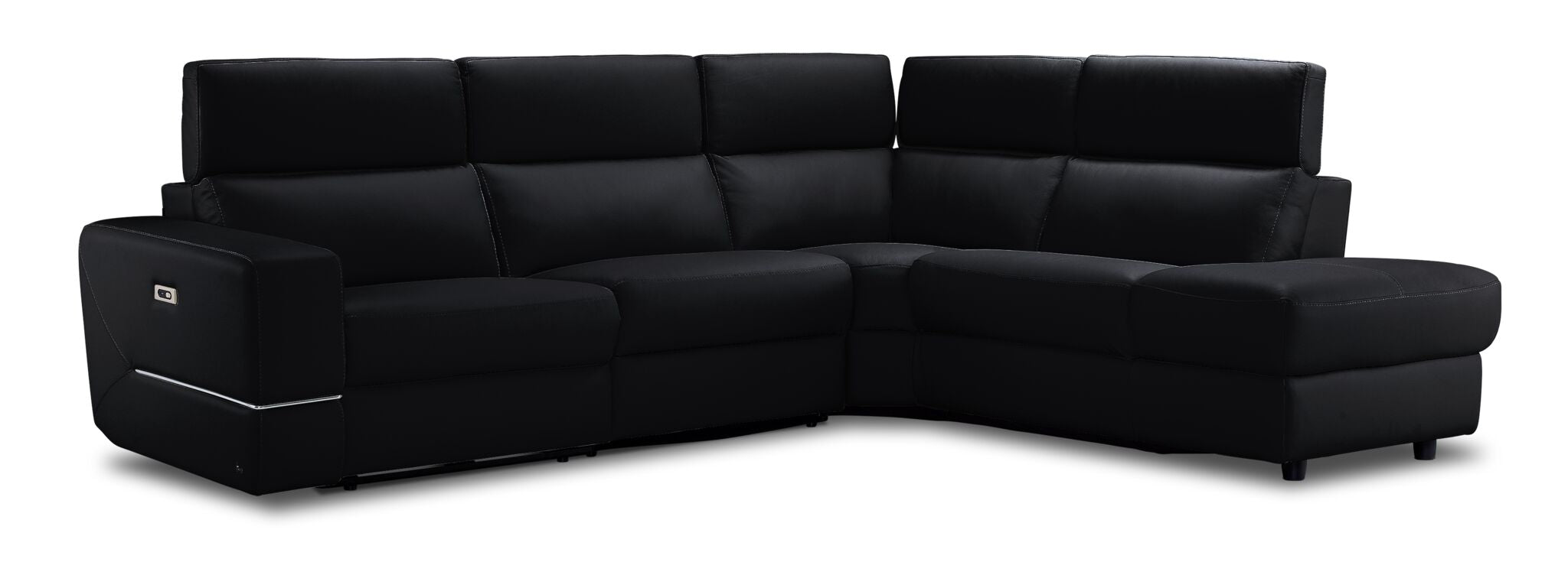 Bianca 3-Piece Power Reclining Sectional Sofa with Right-Facing Chaise in Black - Modern Living Room Furniture for Home Theater & Family Gatherings