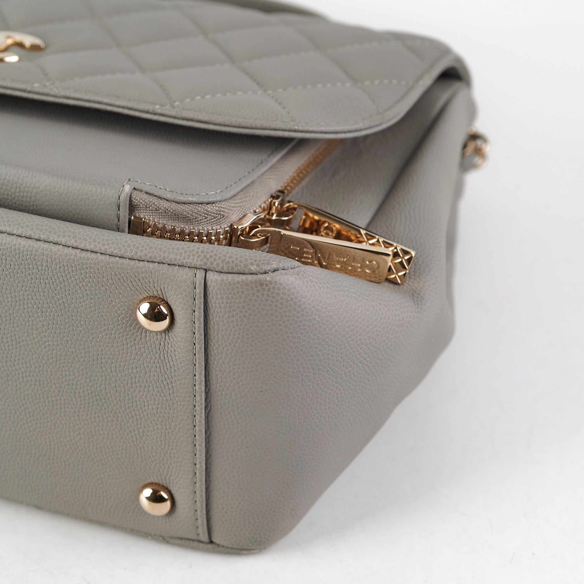Chanel Medium Business Affinity Grey Caviar Leather Shoulder Bag - Luxury Designer Handbag for Women, Perfect for Work, Office & Everyday Use