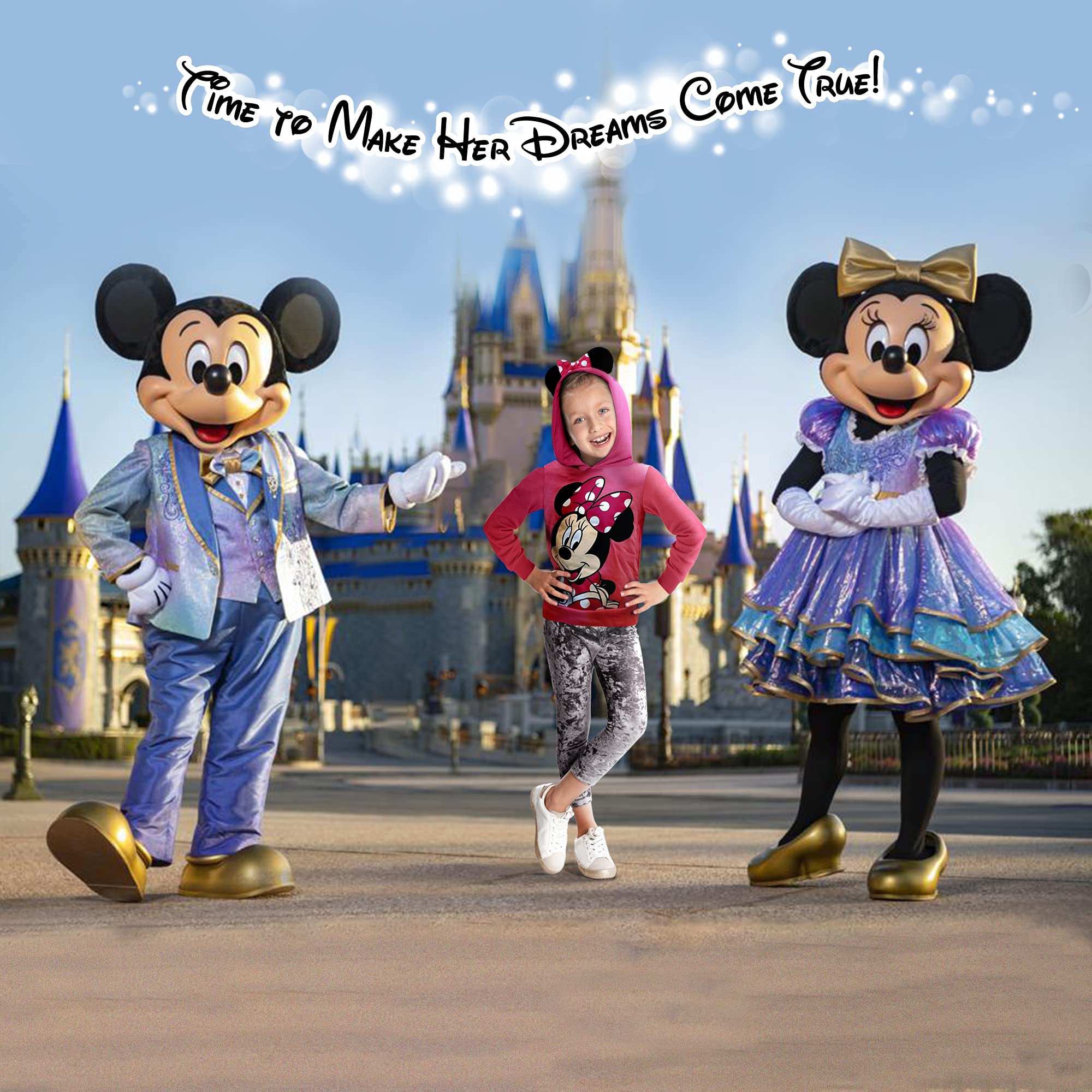 Disney Sweet Minnie Mouse Girls' Ear Hoodie - Pink Fleece Pullover for Kids | Cute Winter Outfit & Playdate Fashion