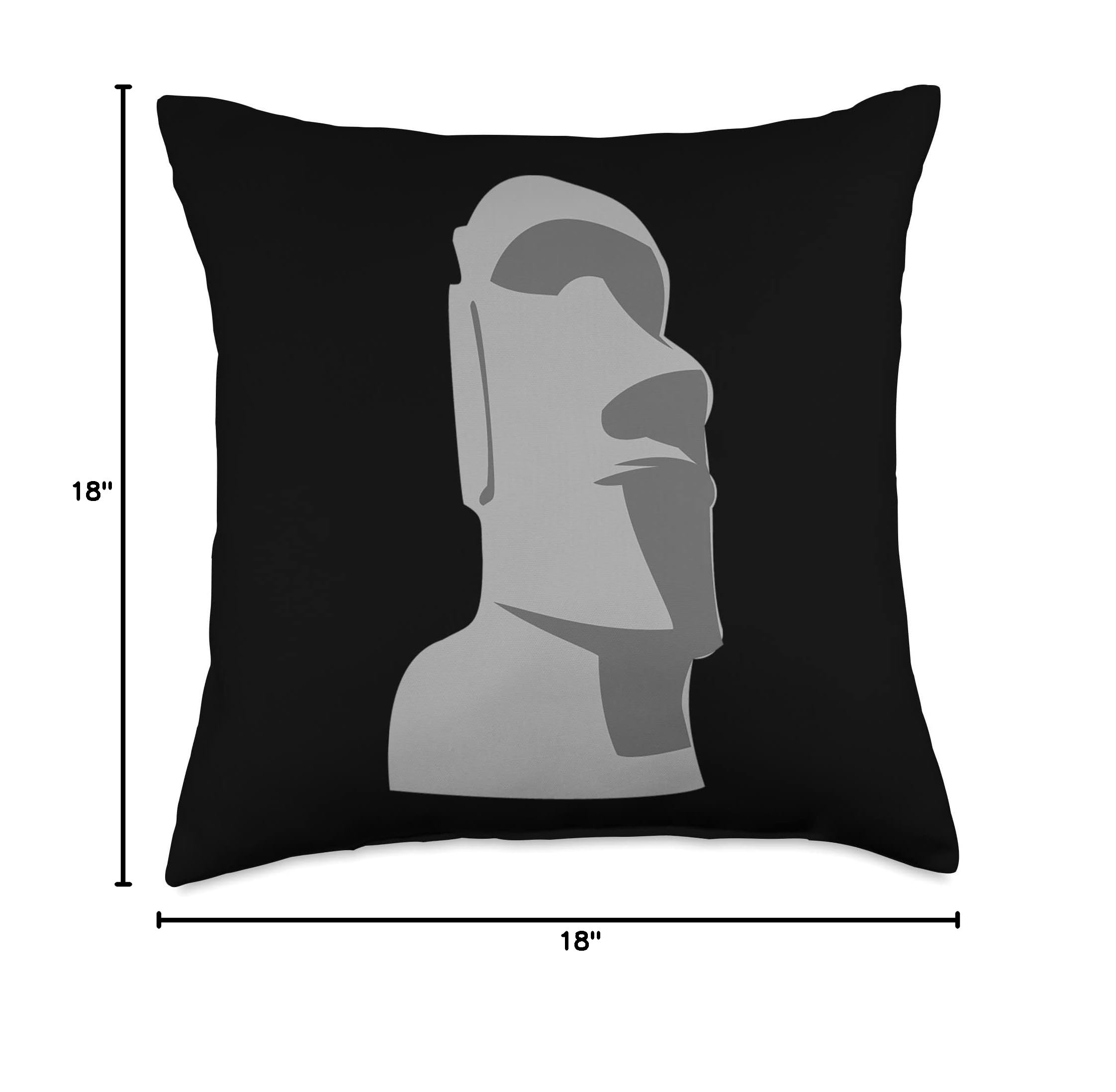 Easter Island Hawaiian Luau Gray Throw Pillow - Soft Decorative Cushion for Sofa, Bed, Living Room & Outdoor Patio