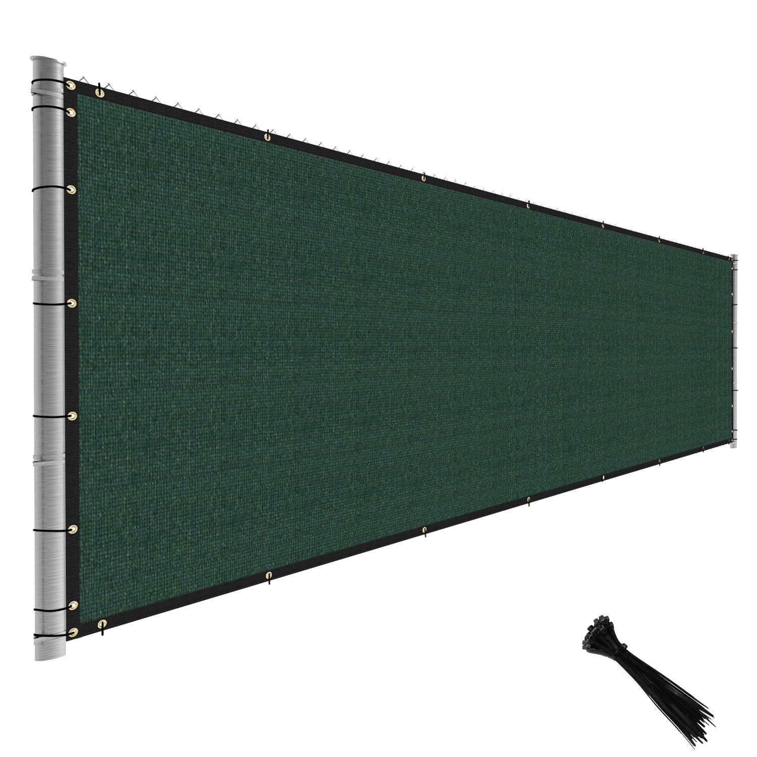 5FT x 227FT Green Privacy Fence Screen - Heavy Duty Temporary Windscreen Netting with Zip Ties for Backyard, Garden, School | Blocks View While Allowing Airflow | Perfect for Outdoor Events, Construction Sites & Pool Areas