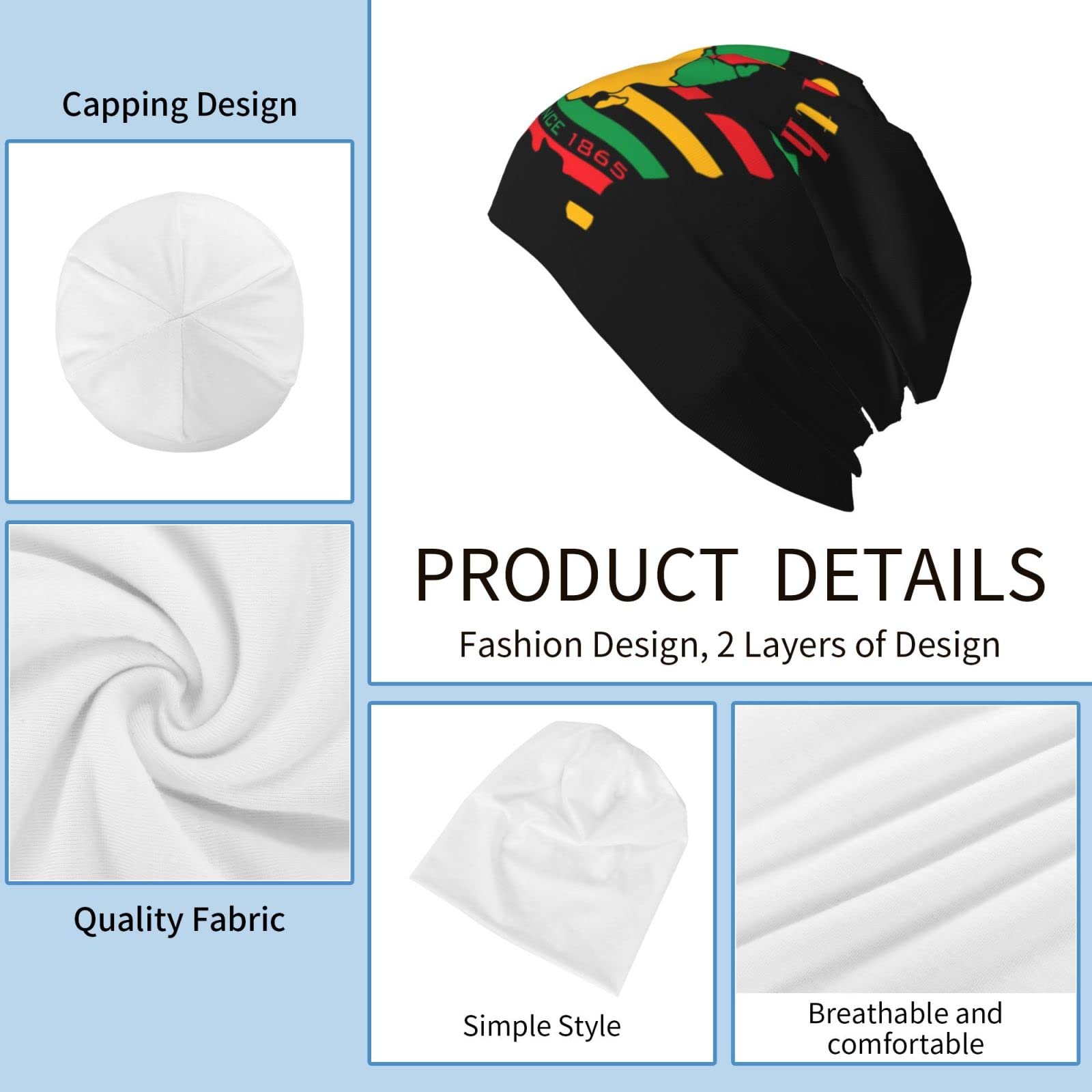 Juneteenth Beanie - Soft Knitted Chemo Hat for Cancer Patients - Baggy Slouchy Scarf Nightcap for Adults (Men & Women) - Perfect for Winter Warmth, Hospital Comfort & Holiday Gifts