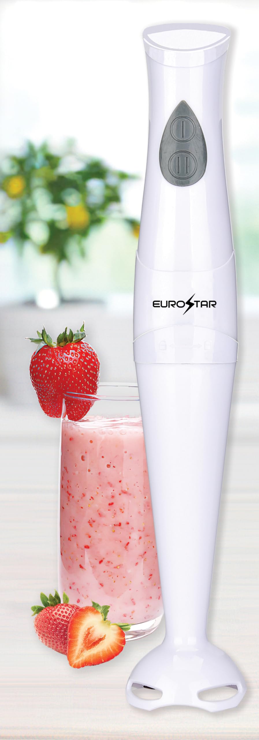 EUROSTAR 2-Speed Hand Blender with Detachable Shaft - Powerful Immersion Blender for Smoothies, Soups & Sauces - White Kitchen Electric Mixer for Cooking, Baking & Meal Prep