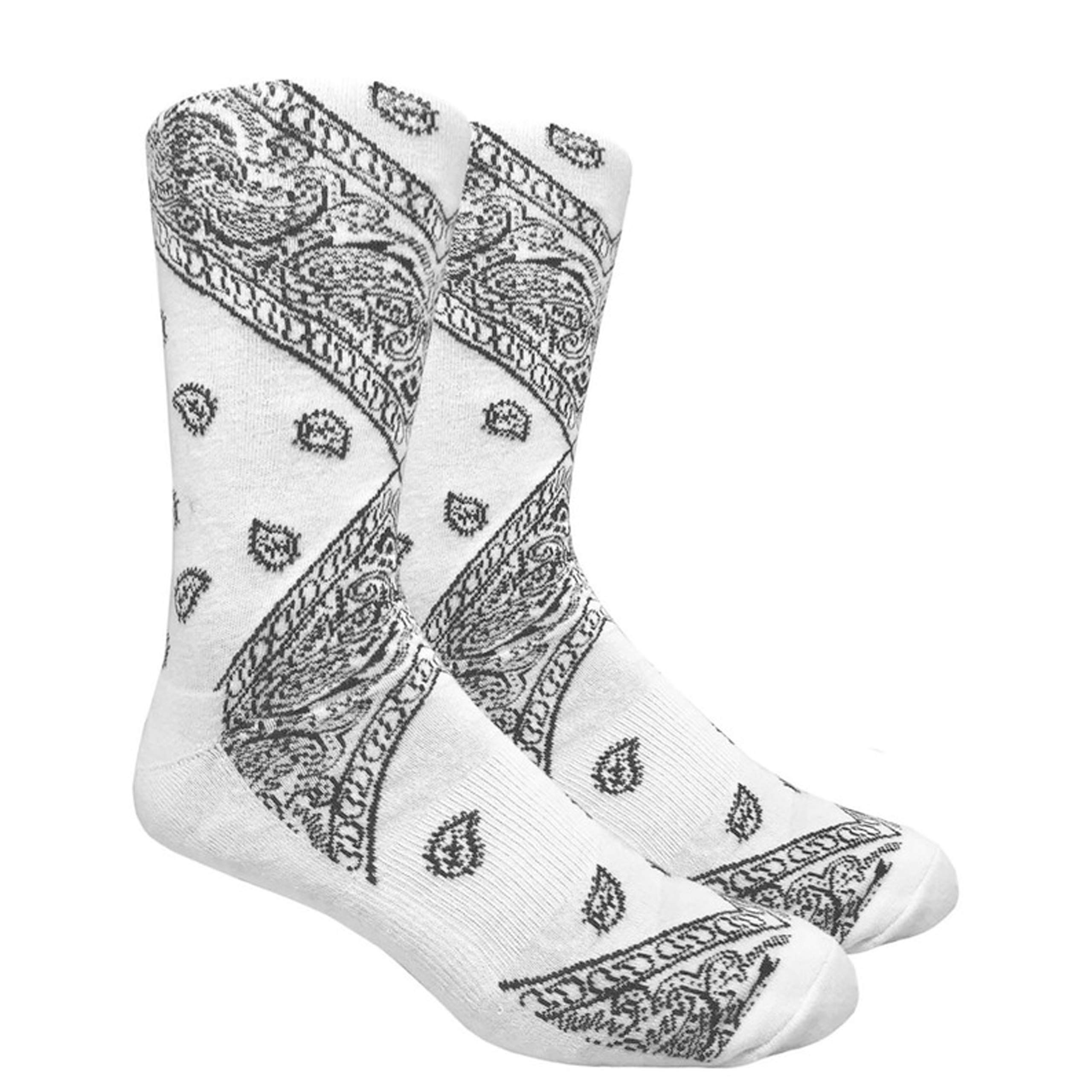 Premium MOXY Socks & Bandana Set - White & Black Crew Dress Socks for Men - Perfect for Formal Events, Weddings & Office Wear