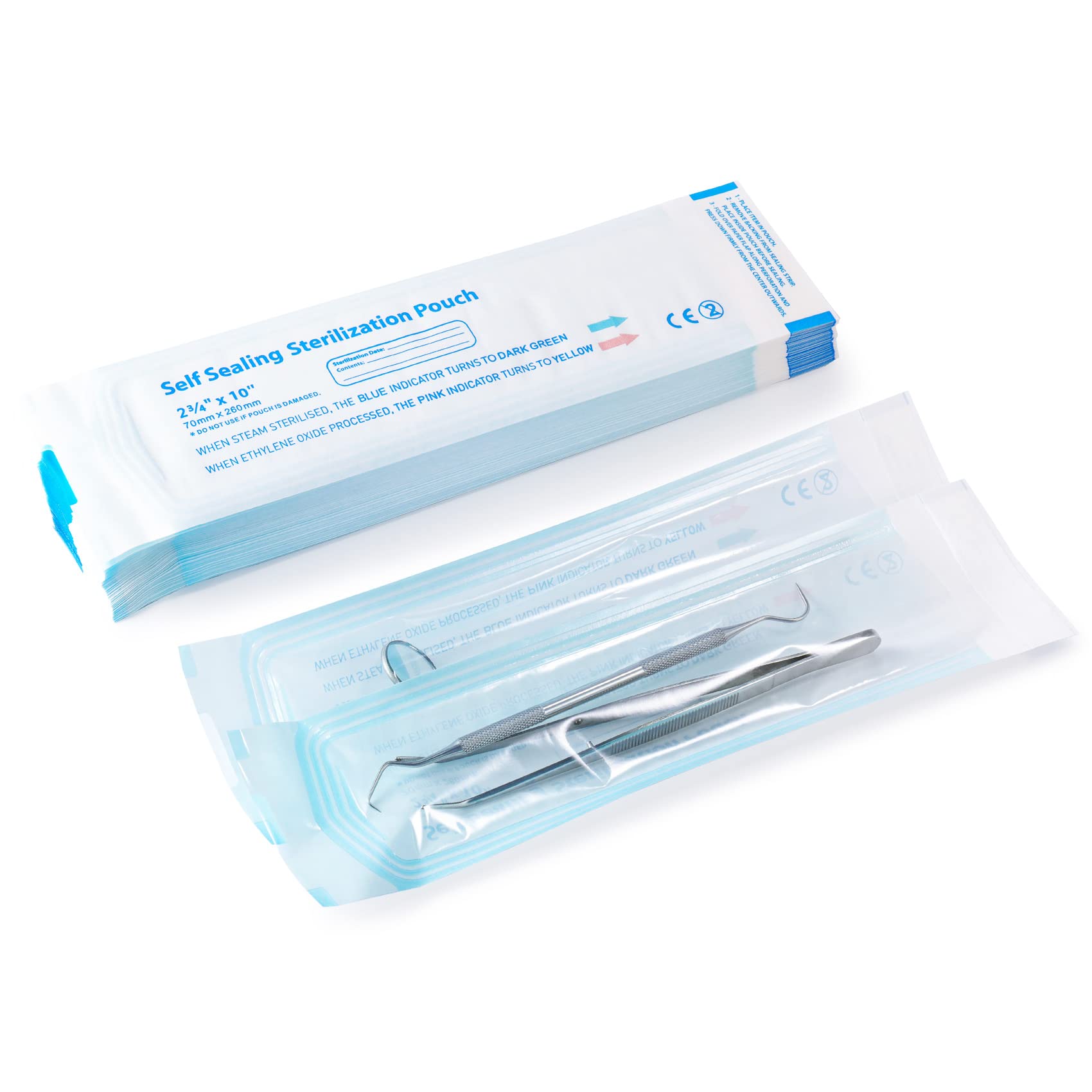 Annhua 2.8 x 10 Inch Sterilization Pouches - 100 Pack Self-Seal Sterilizer Bags for Dental Instruments, Cleaning Tools & Medical Equipment | Autoclave Safe, Paper/Plastic Combo | Perfect for Dental Clinics, Hospitals & Tattoo Studios